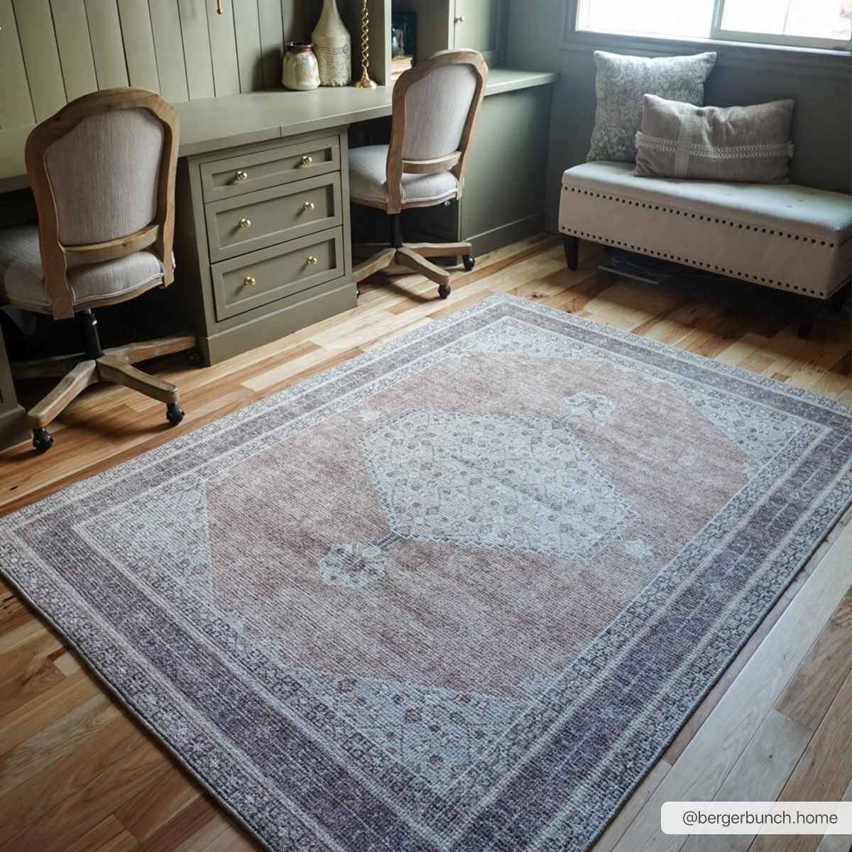 Lira Area Rug  Machine Woven  Terracotta Medallion Design