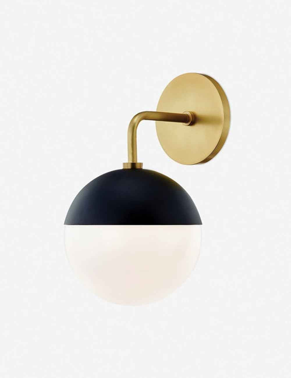 Luna Sconce | Frosted Globe Shade, Antiqued Brass Arm