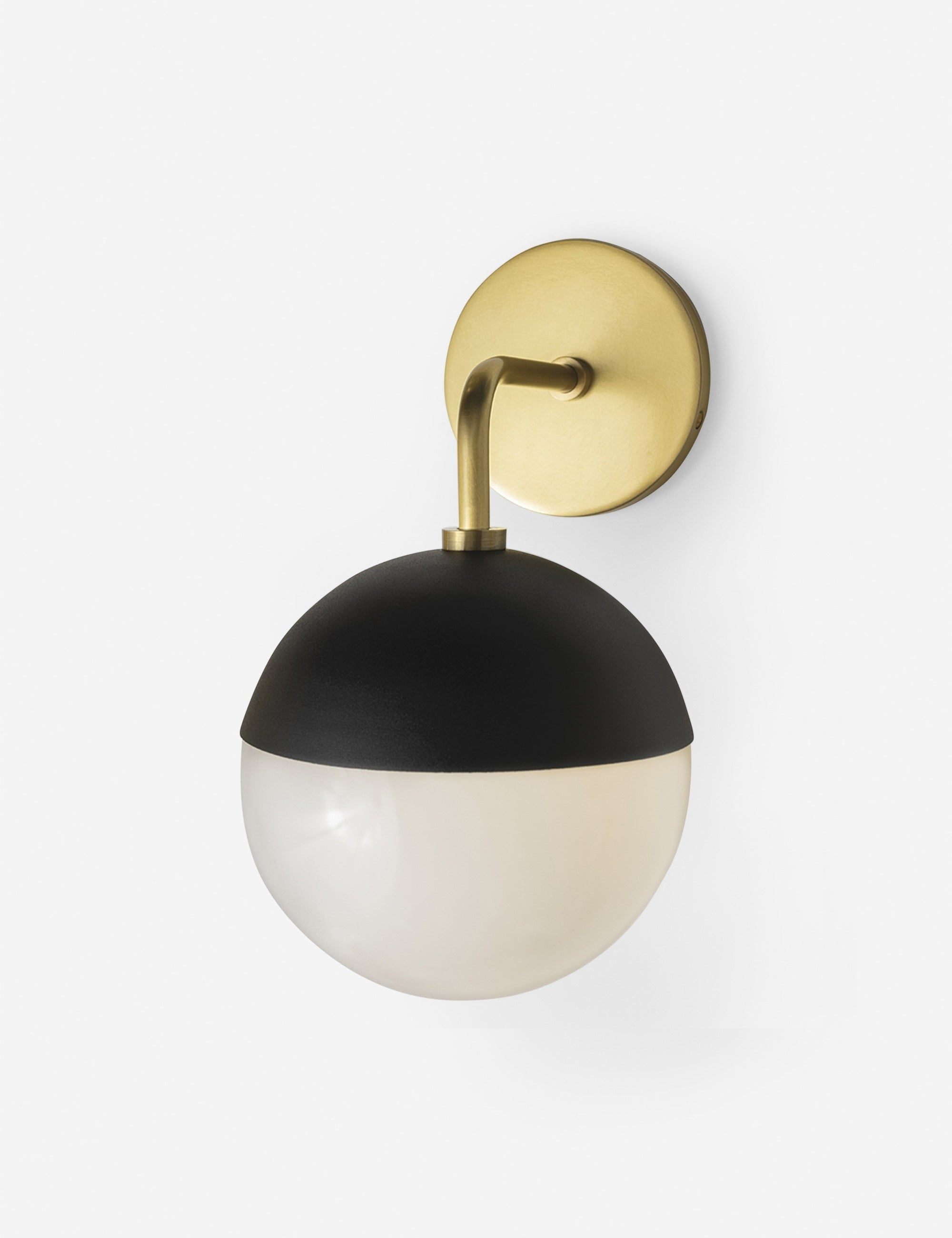 Luna Sconce | Frosted Globe Shade, Antiqued Brass Arm