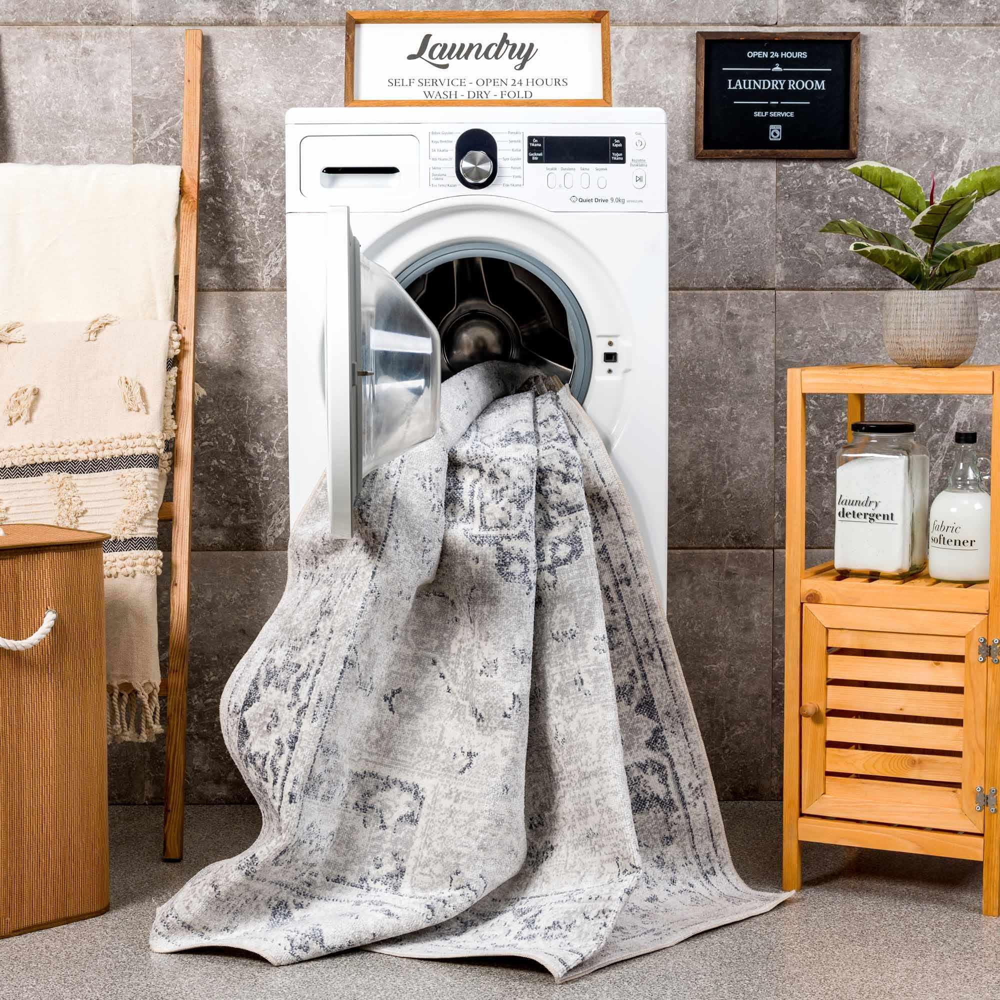Alma Washable Rug  Traditional  Medium Pile  Antrasit