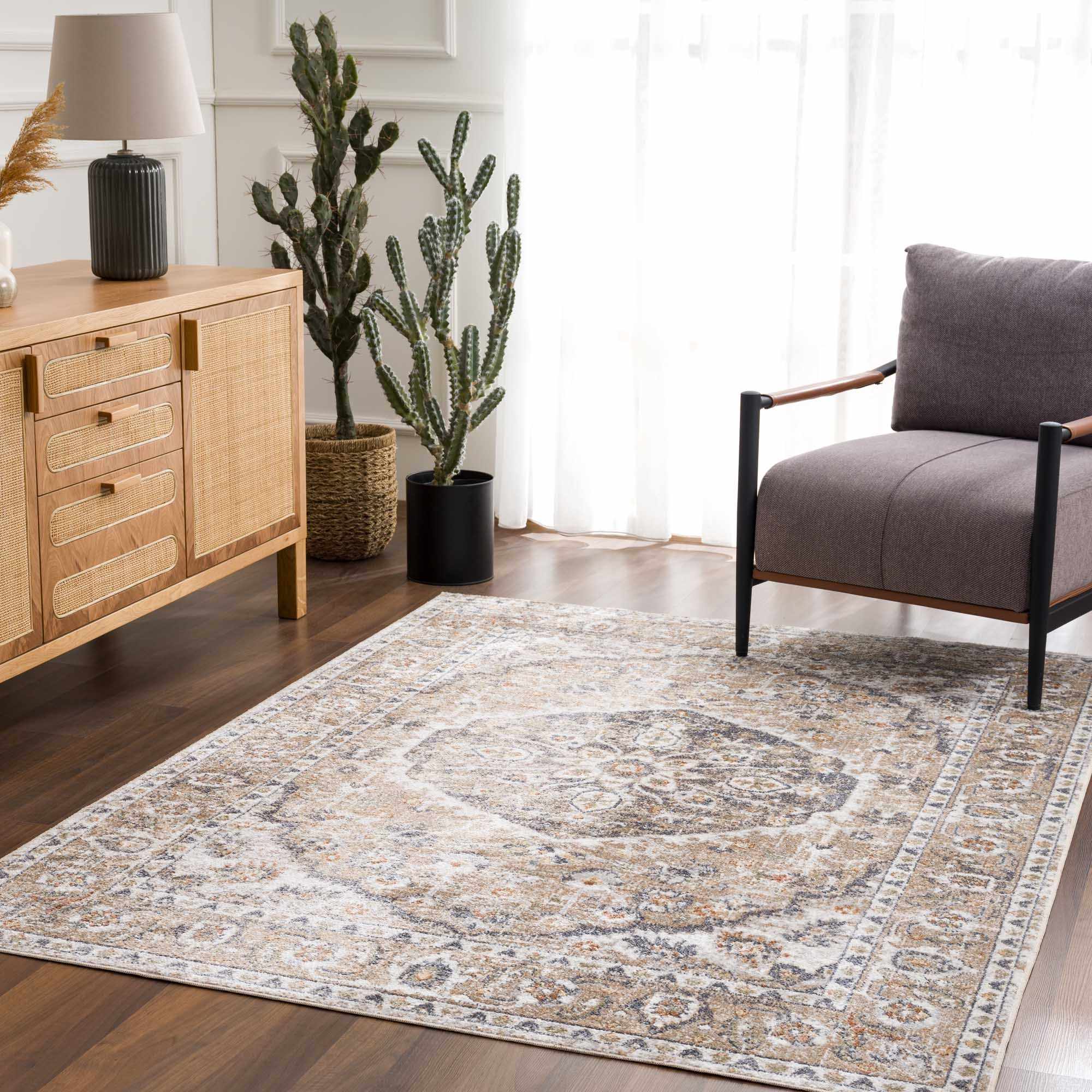 Hiti Beige Flat Pile Washable Rug