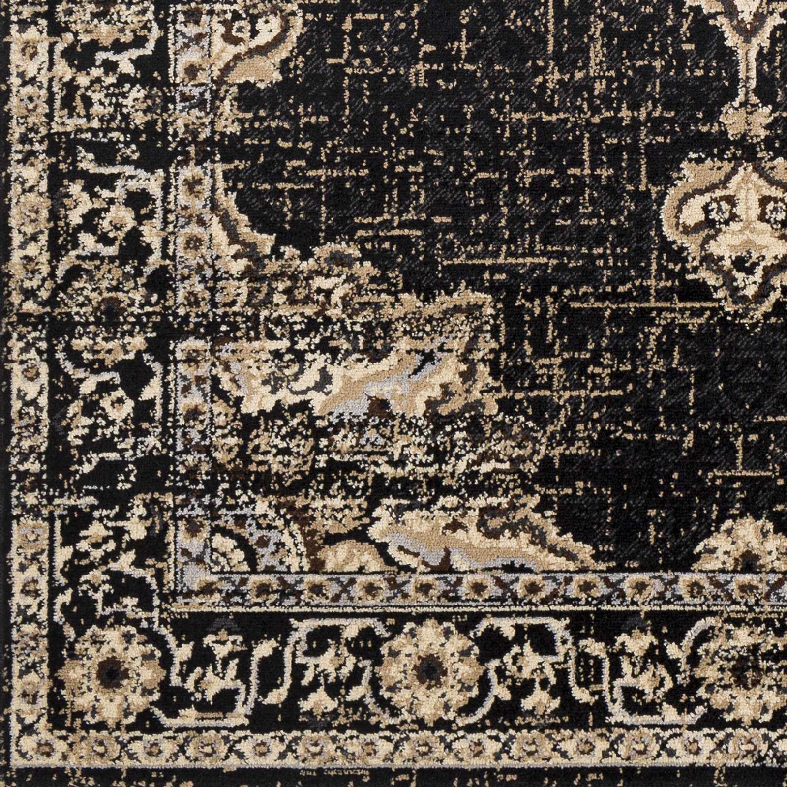 Bela Medallion Rug  Machine Woven  Black Polypropylene