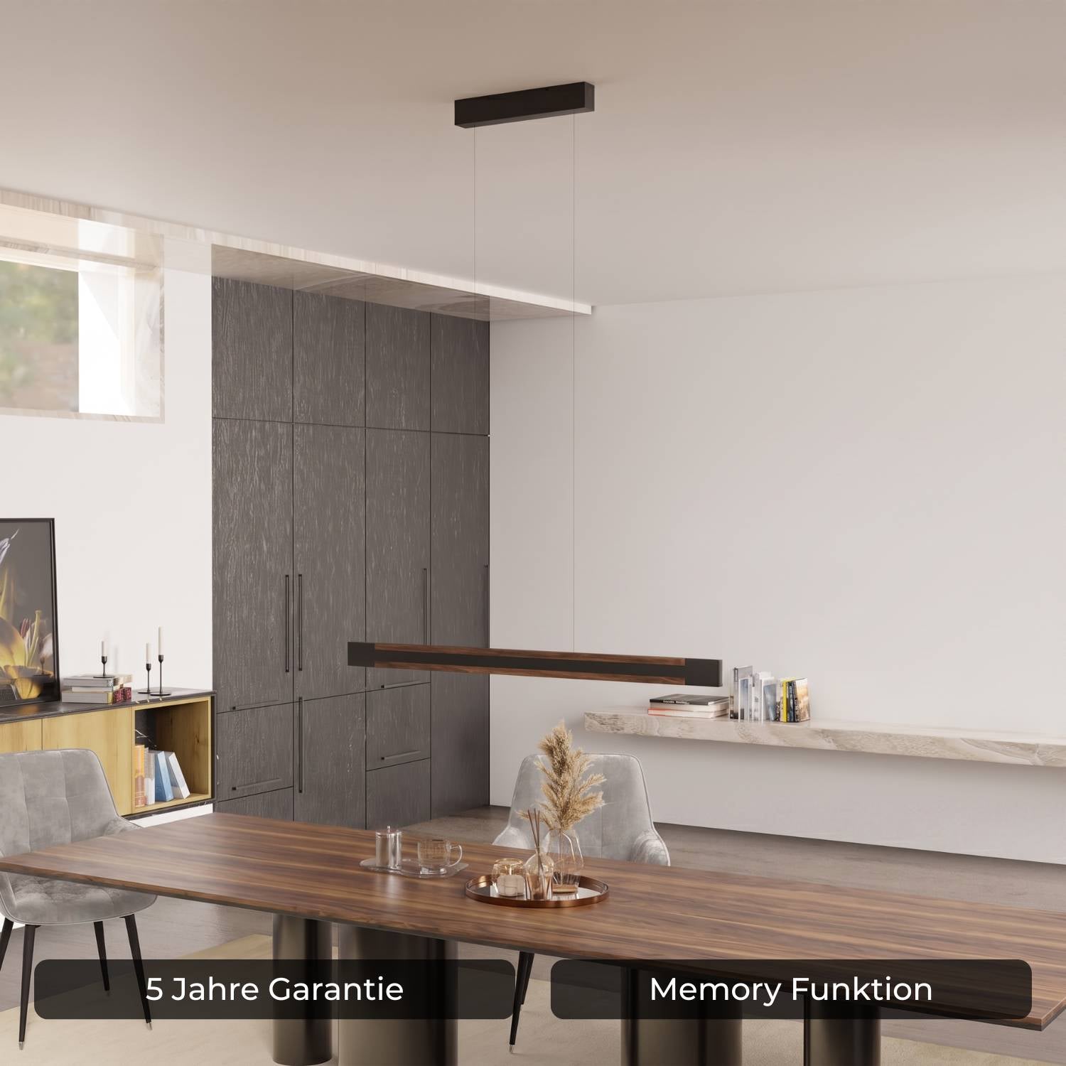 Calyra Pendant Light | Dimmable, Real Walnut Wood