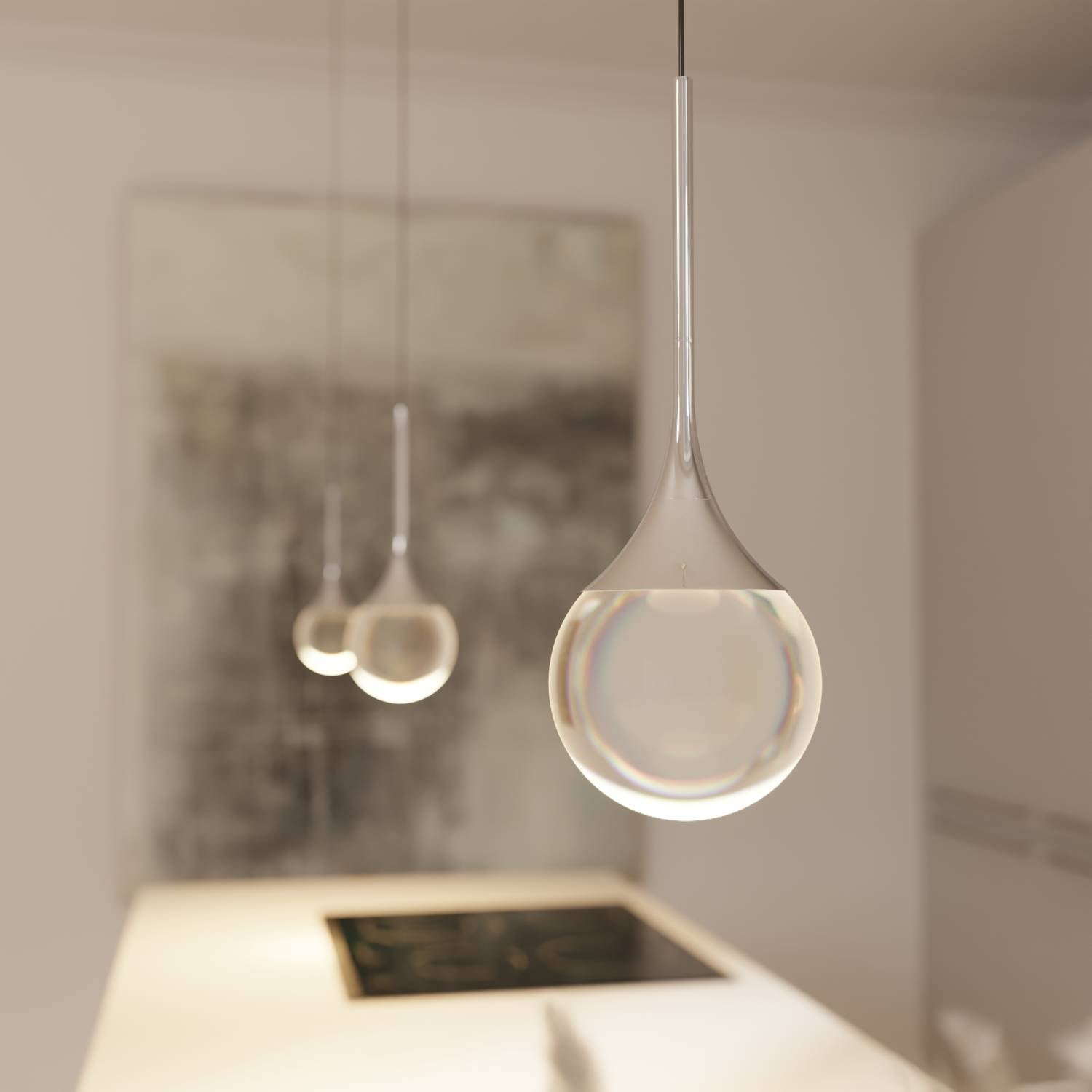 Bela Pendant Light | Chrome-Plated, Solid Glass Sphere