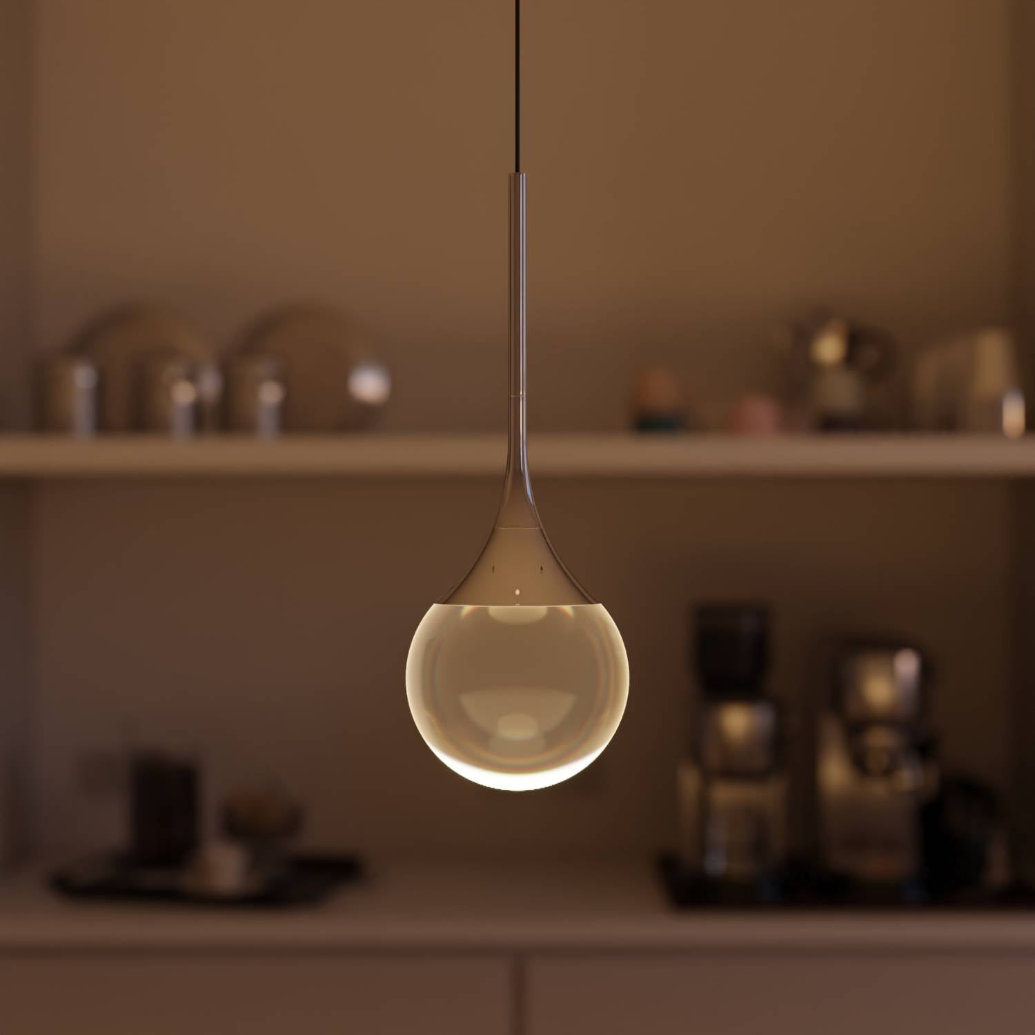Bela Pendant Light | Chrome-Plated, Solid Glass Sphere