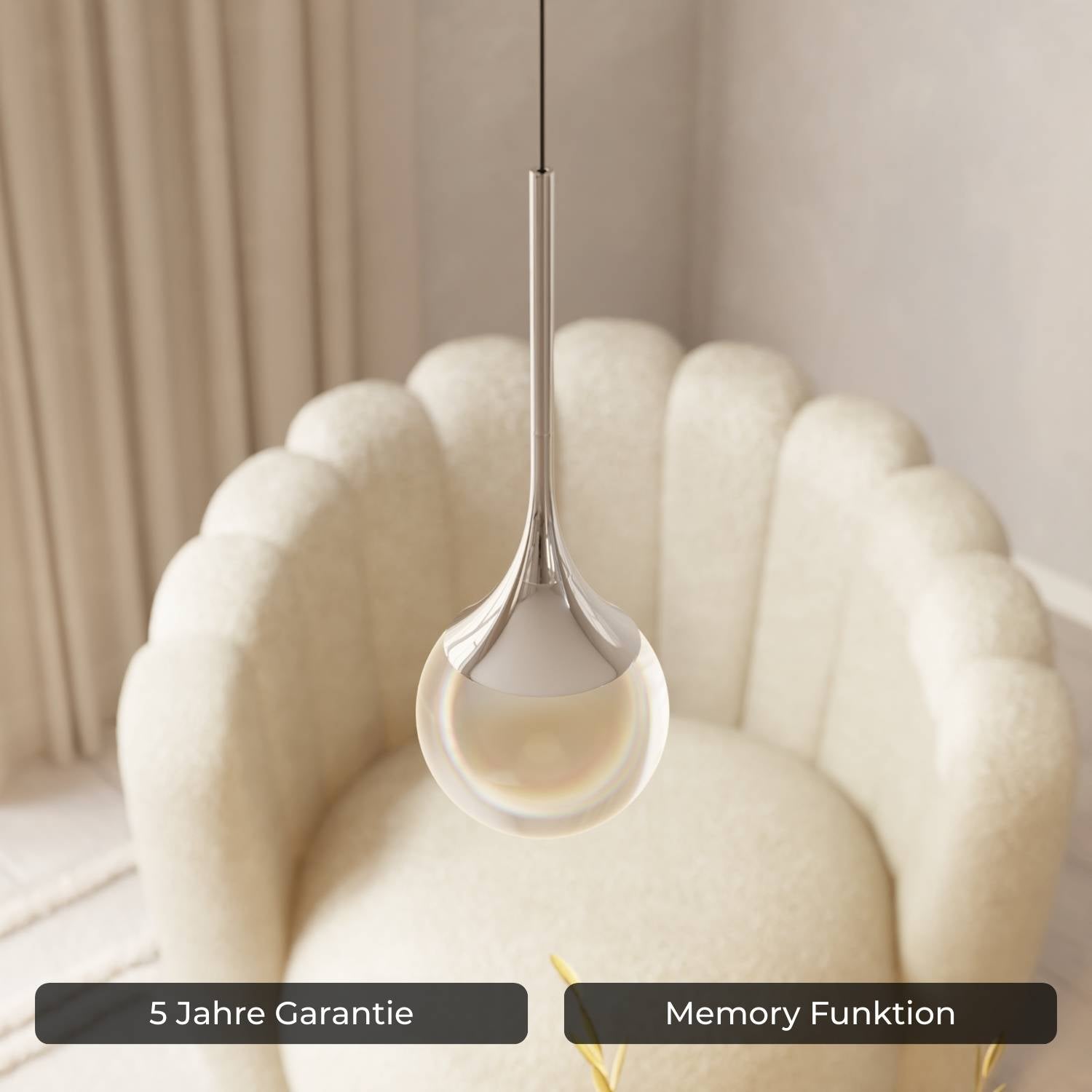 Folio Pendant Light | Chrome-Plated, Solid Glass Sphere