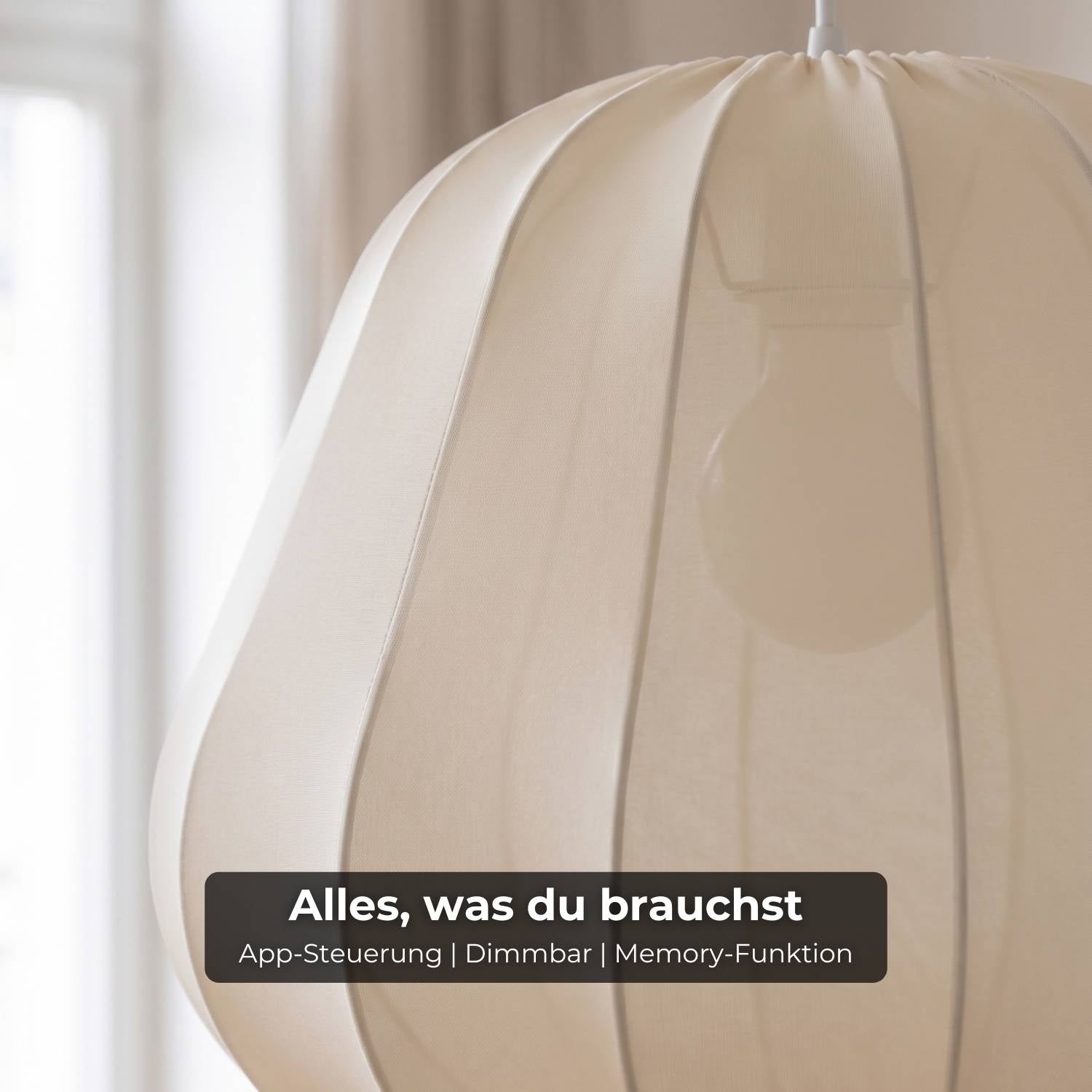 Luna Pendant Light | Soft Fabric Shade, Adjustable Height