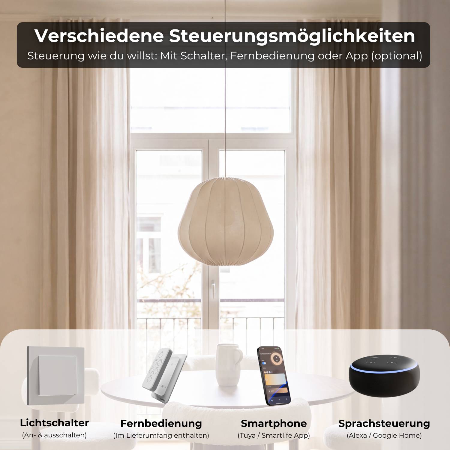 Luna Pendant Light | Soft Fabric Shade, Adjustable Height