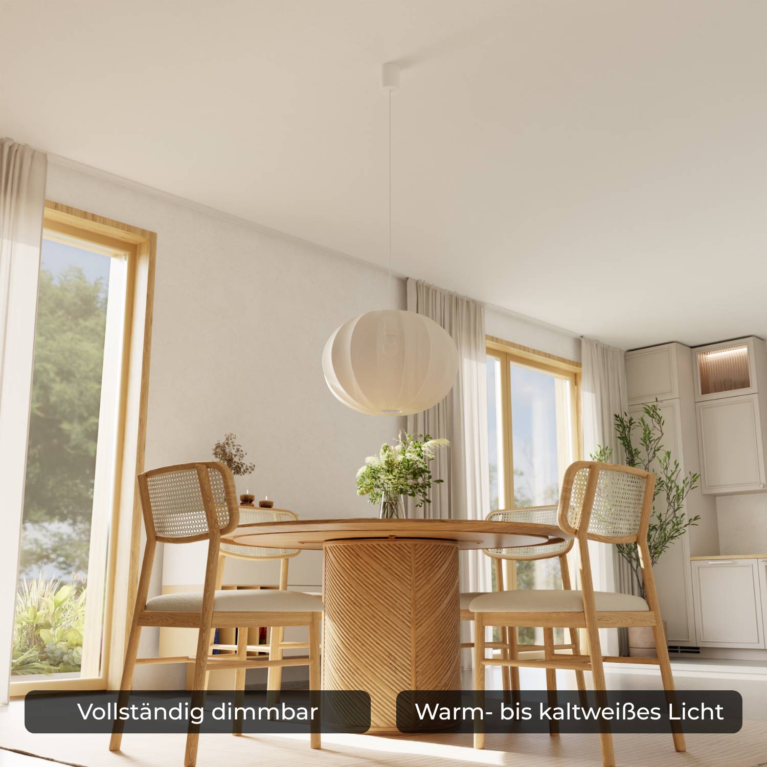 Luna Pendant Light | Soft Fabric Shade, Smart LED Included