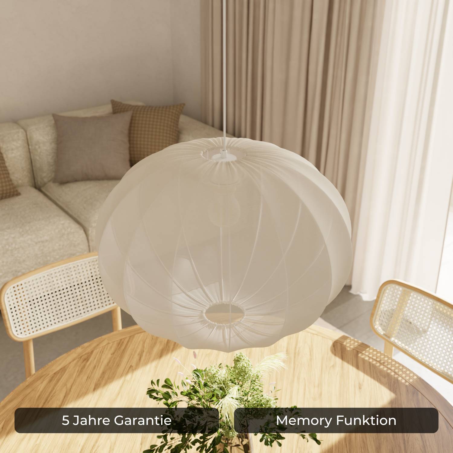 Luna Pendant Light | Soft Fabric Shade, Smart LED Included