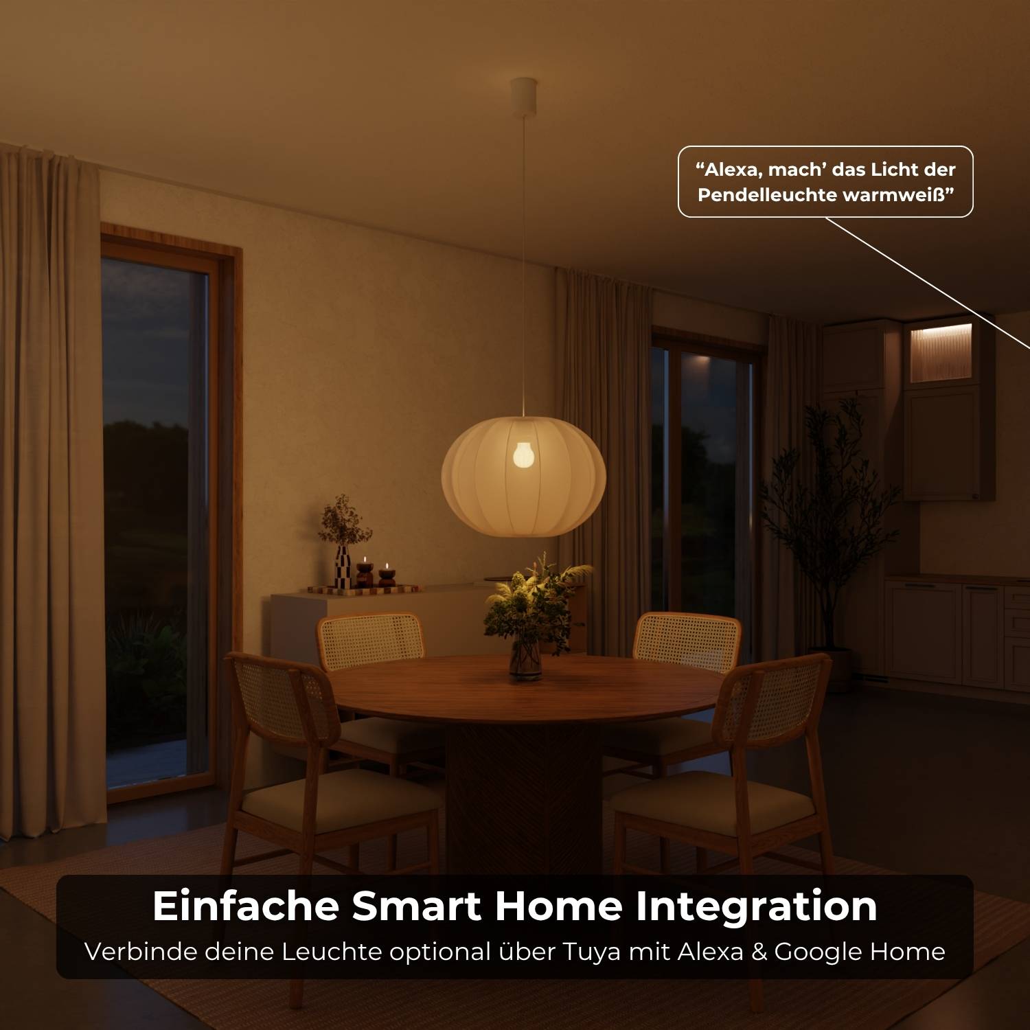 Luna Pendant Light | Soft Fabric Shade, Smart LED Included