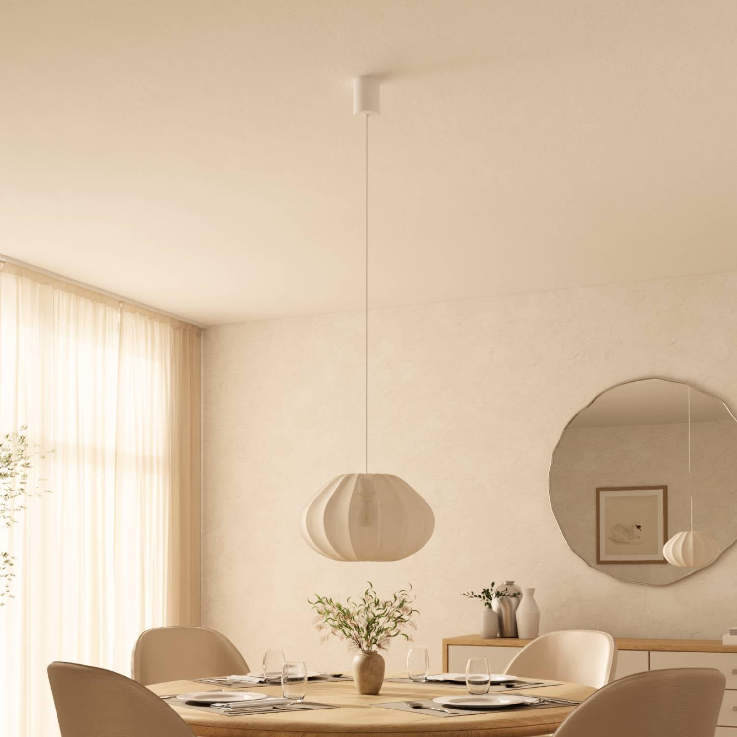 Luna Pendant Light | Soft Fabric Shade, Adjustable Height