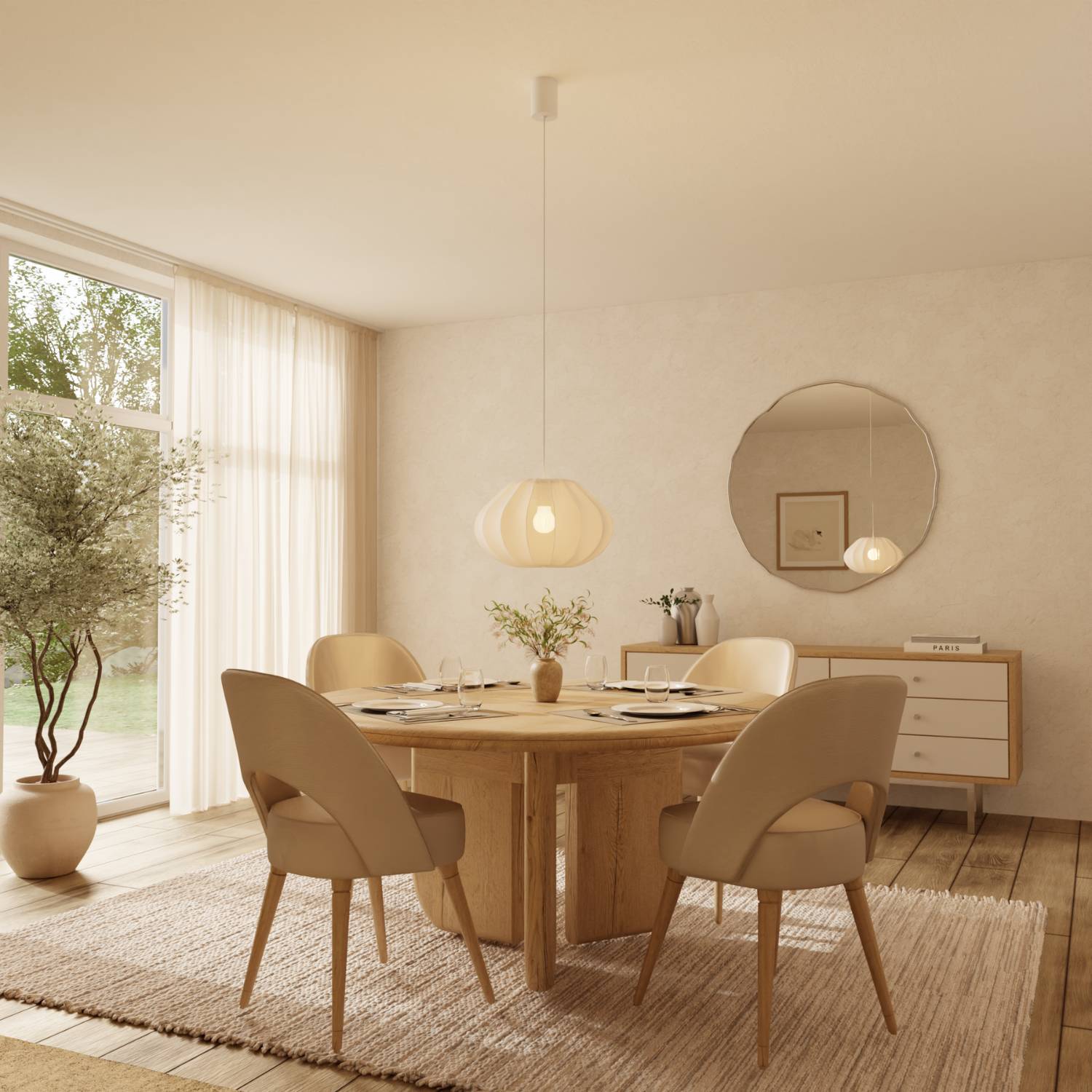Luna Pendant Light | Soft Fabric Shade, Adjustable Height