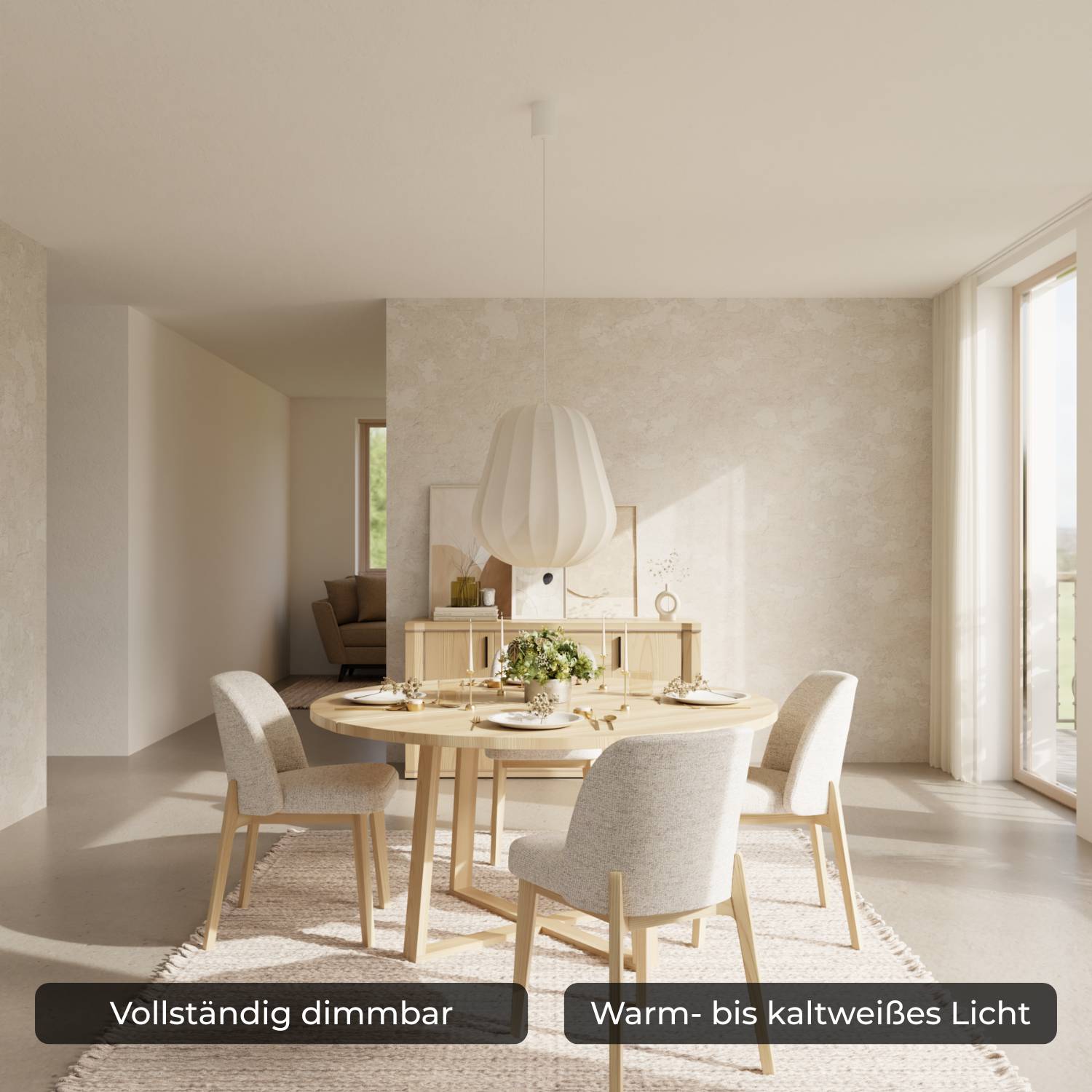 Luna Pendant Light | Soft Fabric Shade, Adjustable Height