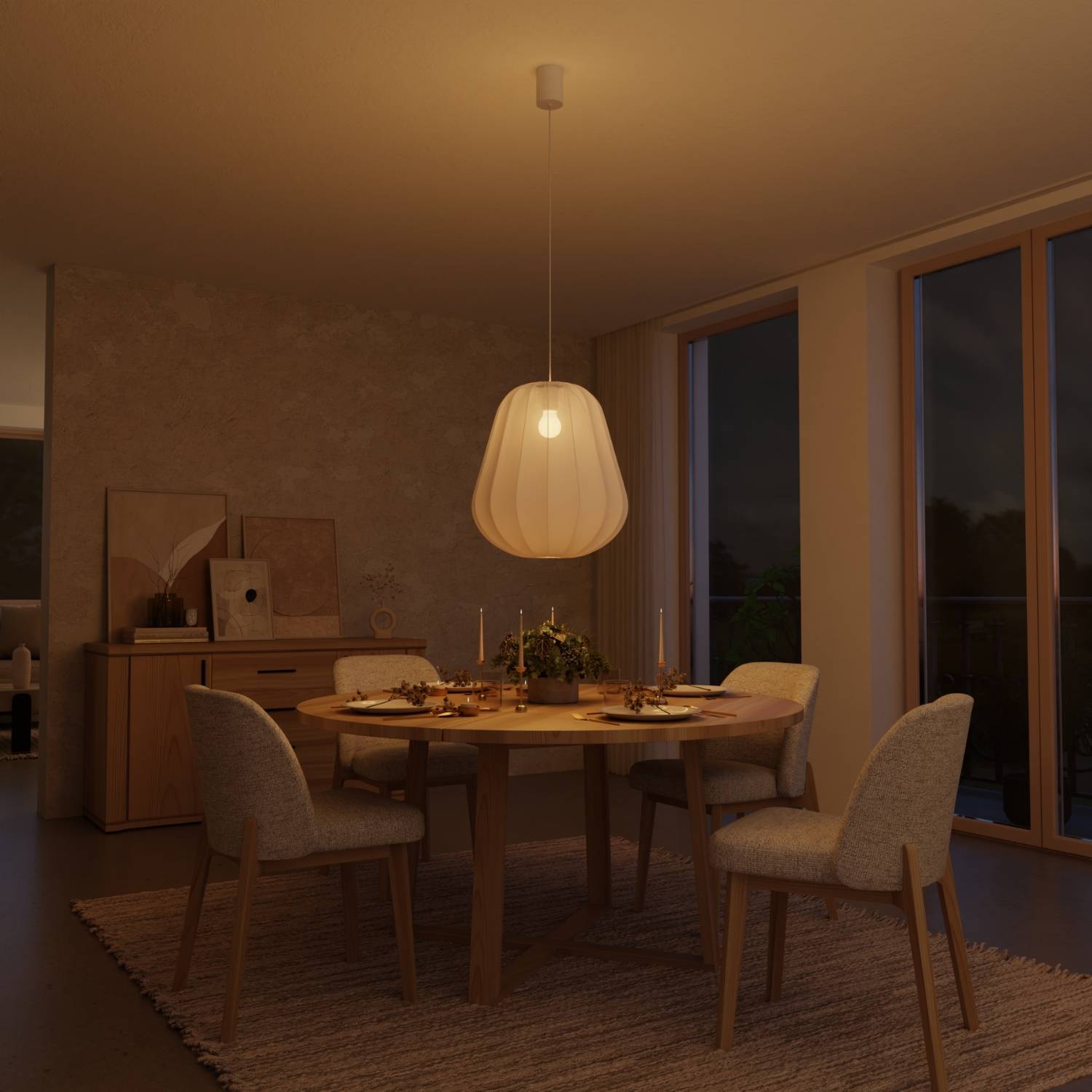 Luna Pendant Light | Soft Fabric Shade, Adjustable Height