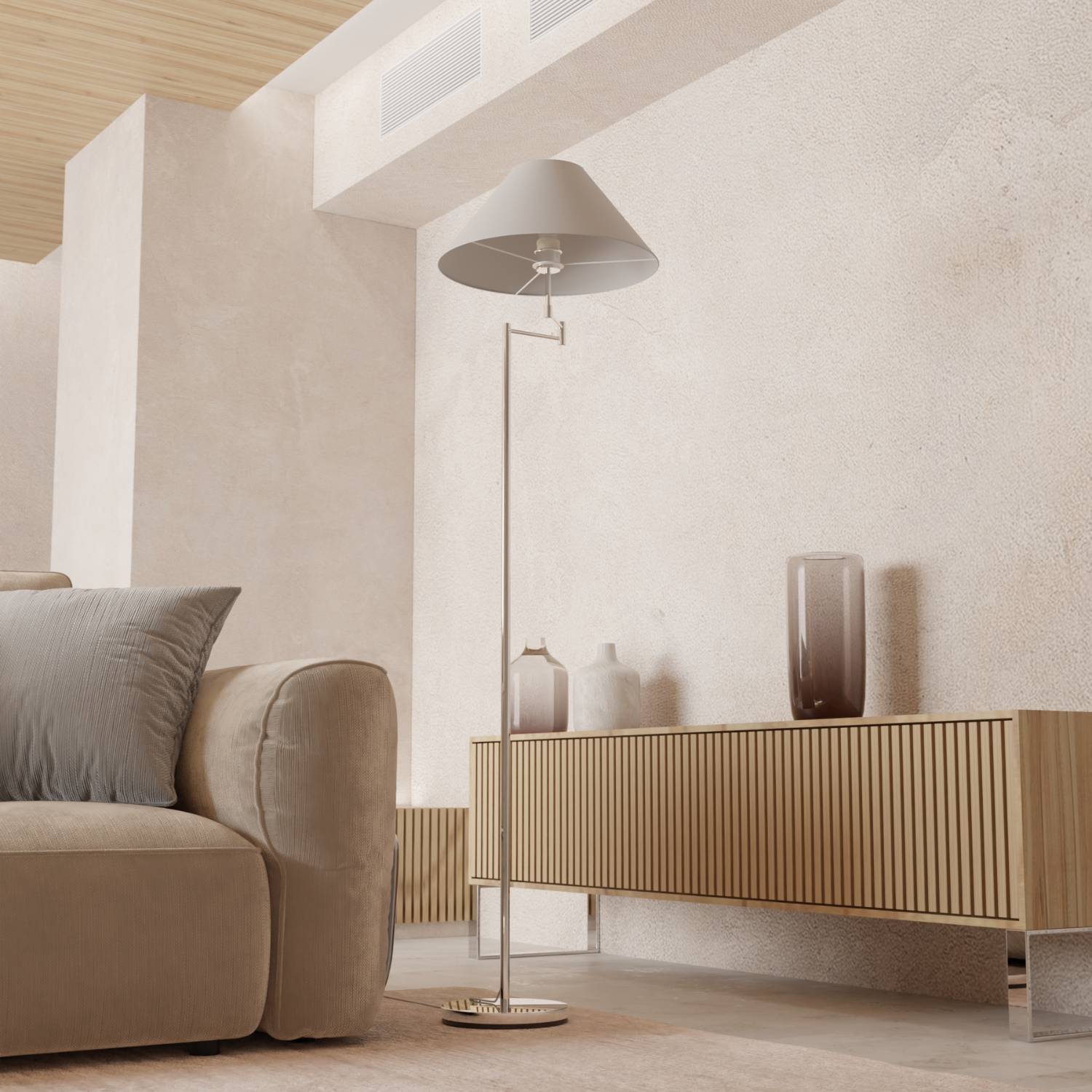 Melo Chrome Floor Lamp | Adjustable Arm, E27 Socket
