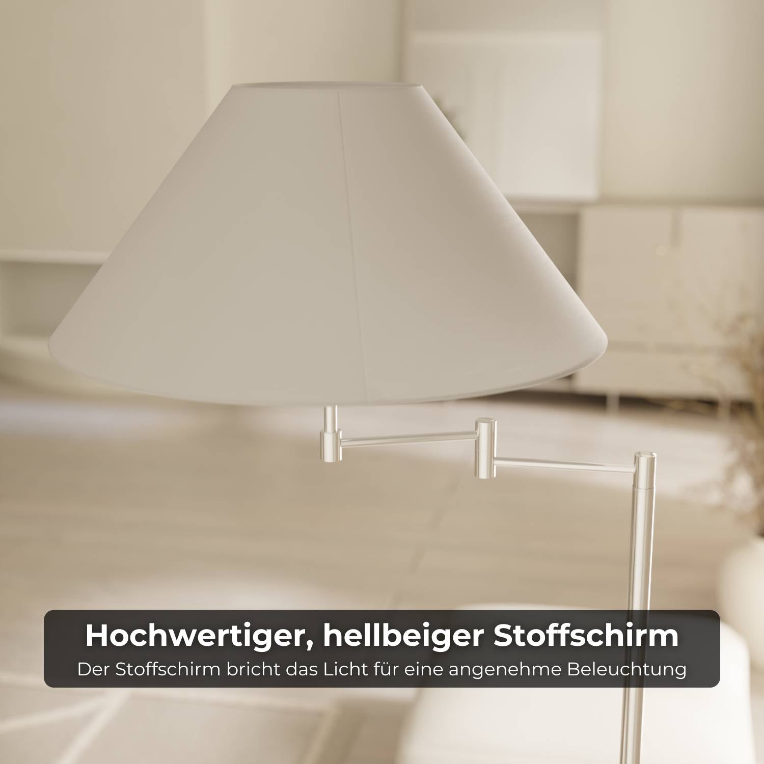 Belo Floor Lamp | Adjustable Arm, Chrome Design