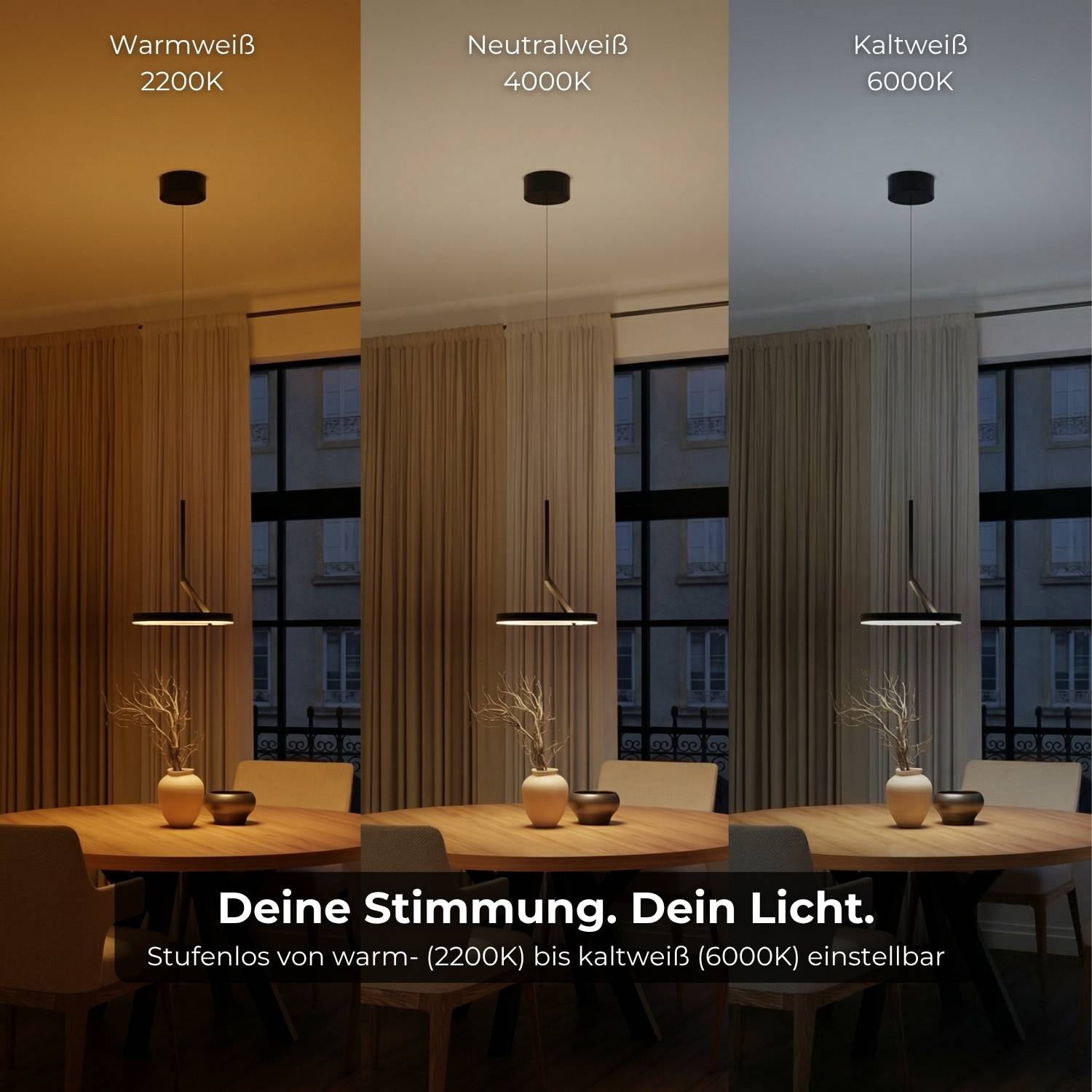 Nero Pendant Light | Adjustable Height, Elegant Up- & Downlight