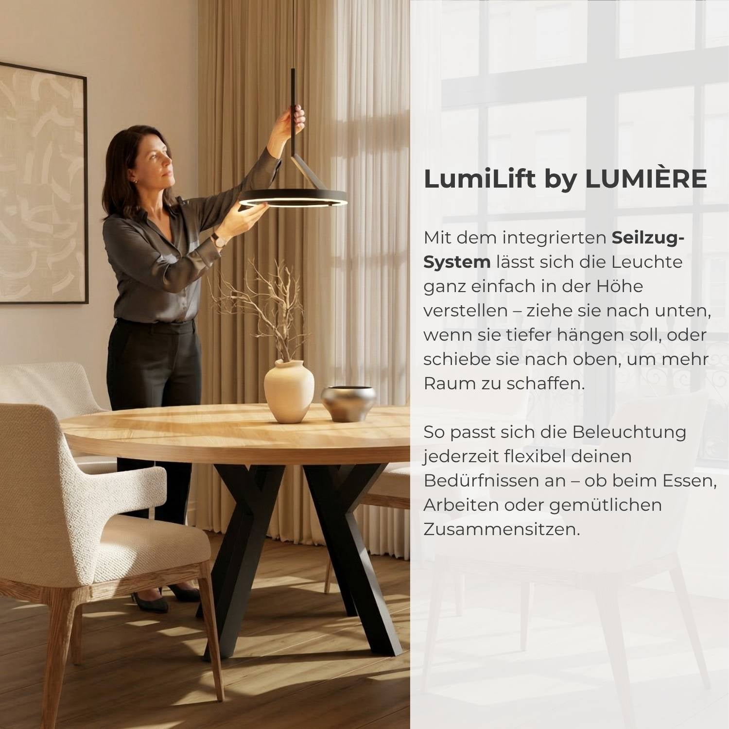 Nero Pendant Light | Adjustable Height, Elegant Up- & Downlight
