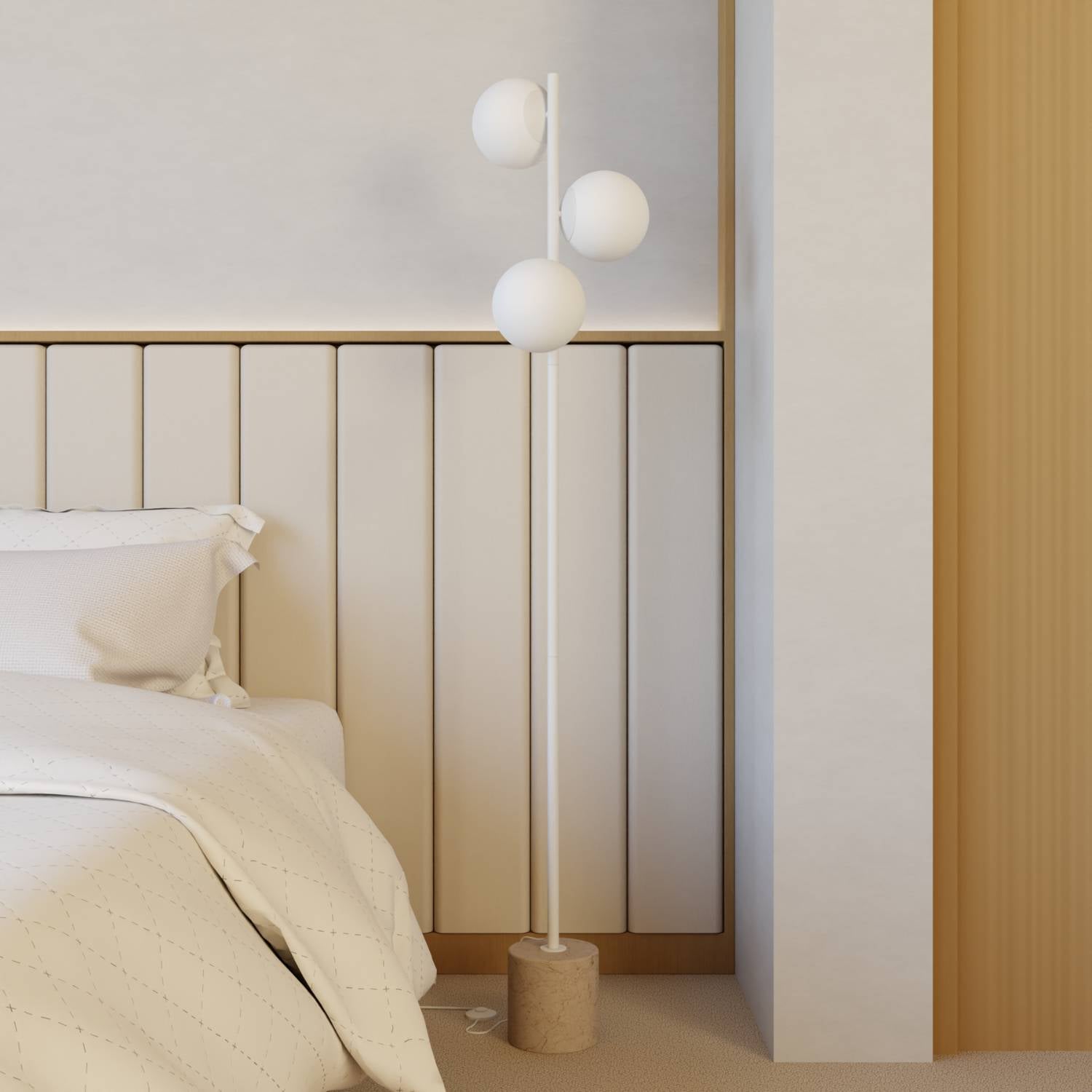 Rovea Floor Lamp | Genuine Travertine Base, Warm Diffused Light