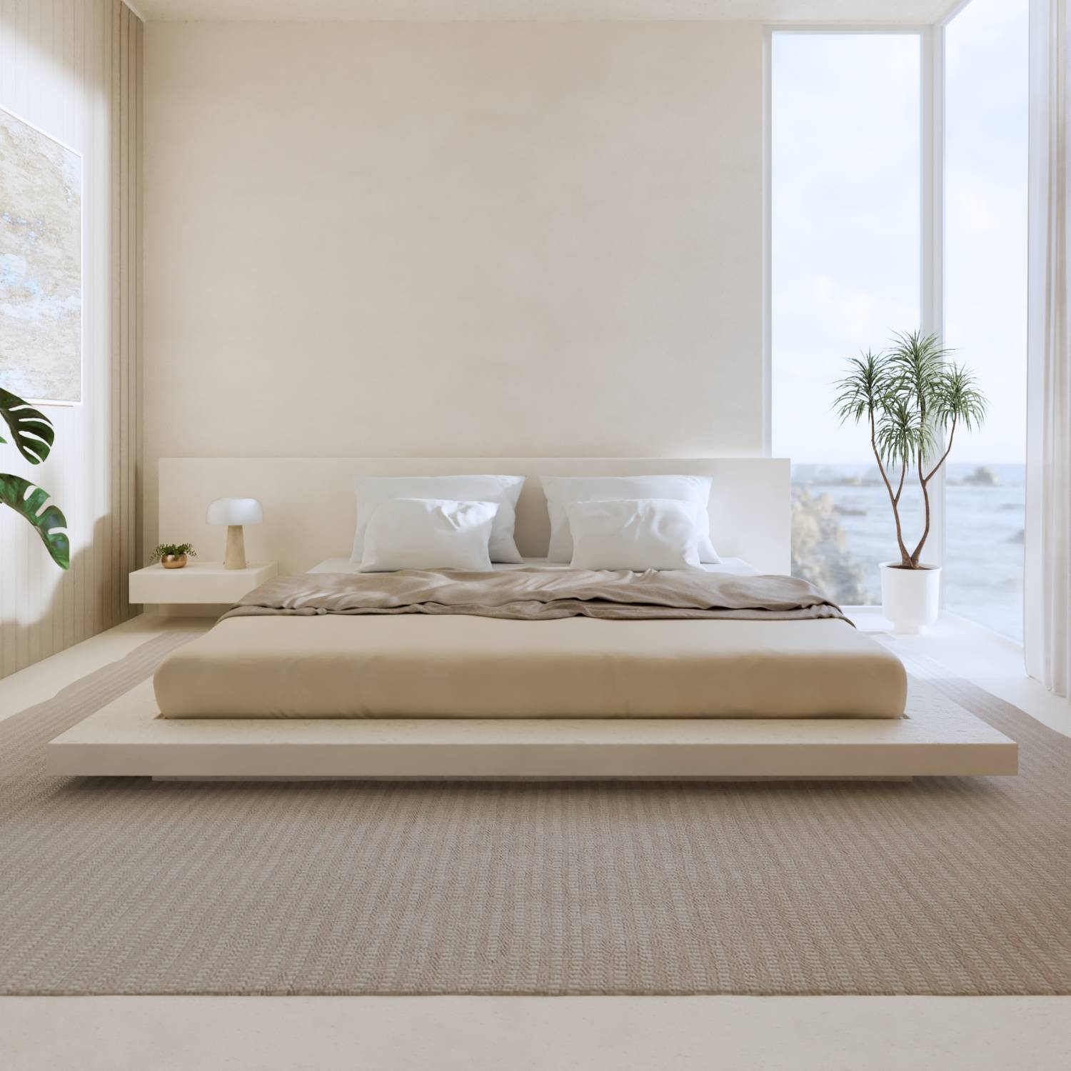 Lyra Table Lamp | Genuine Travertine Base, Opal Glass Shade
