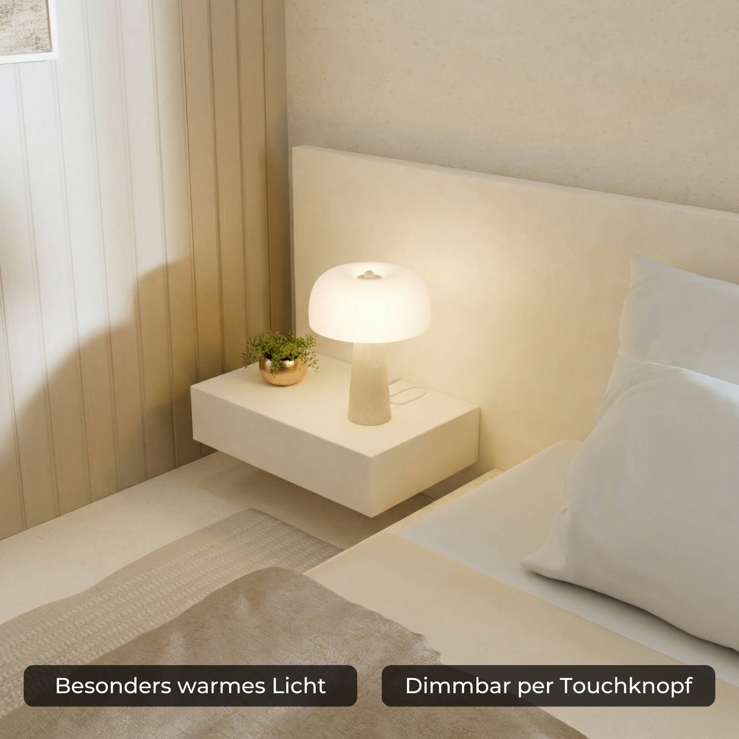 Bela Table Lamp | Genuine Travertine Base, Mouth-Blown Glass Shade