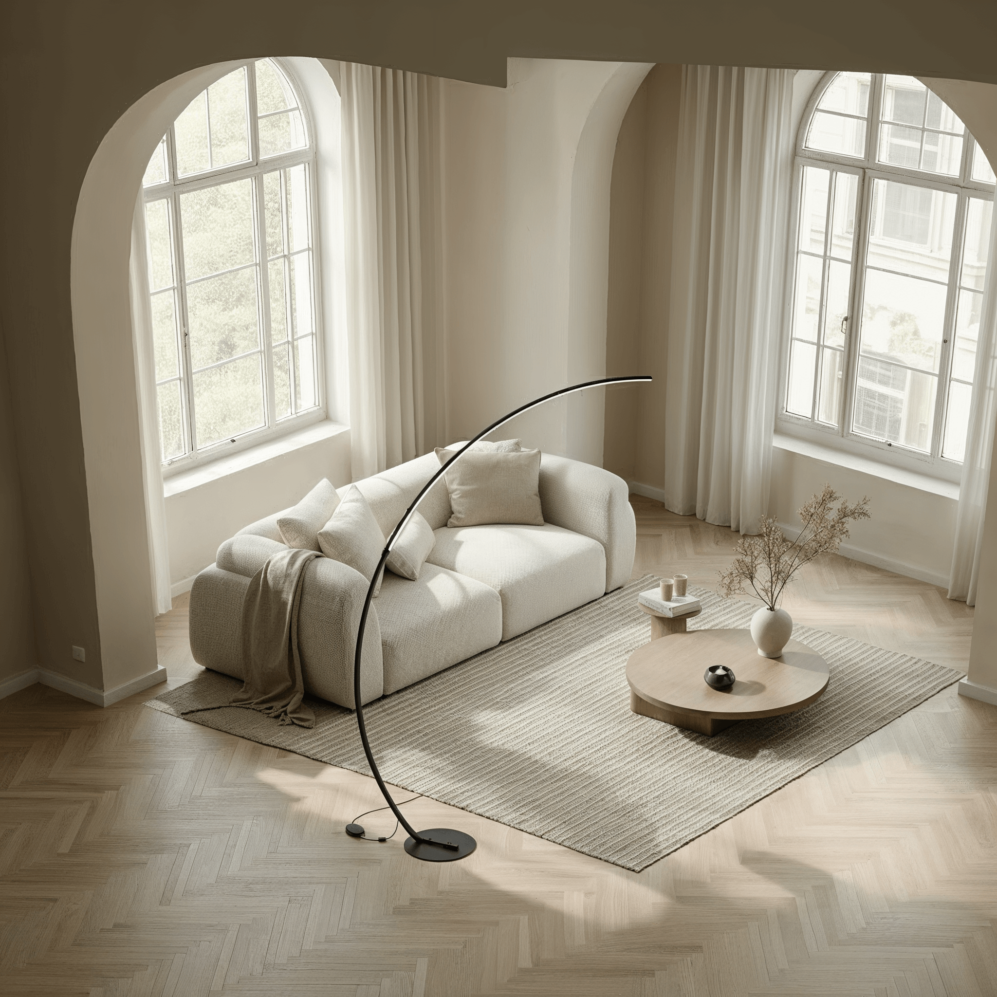 Luna Floor Lamp | Matte Black, Dimmable LED 2700K Light