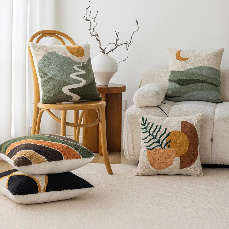 Luma Kussenhoes | Zacht Velvet met Abstract Landschapsontwerp