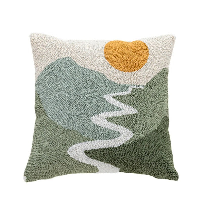 Luma Kussenhoes | Zacht Velvet met Abstract Landschapsontwerp