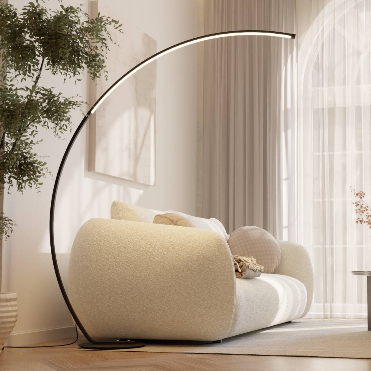 Mavea Arc Floor Lamp | Curved Body, Minimalist Design