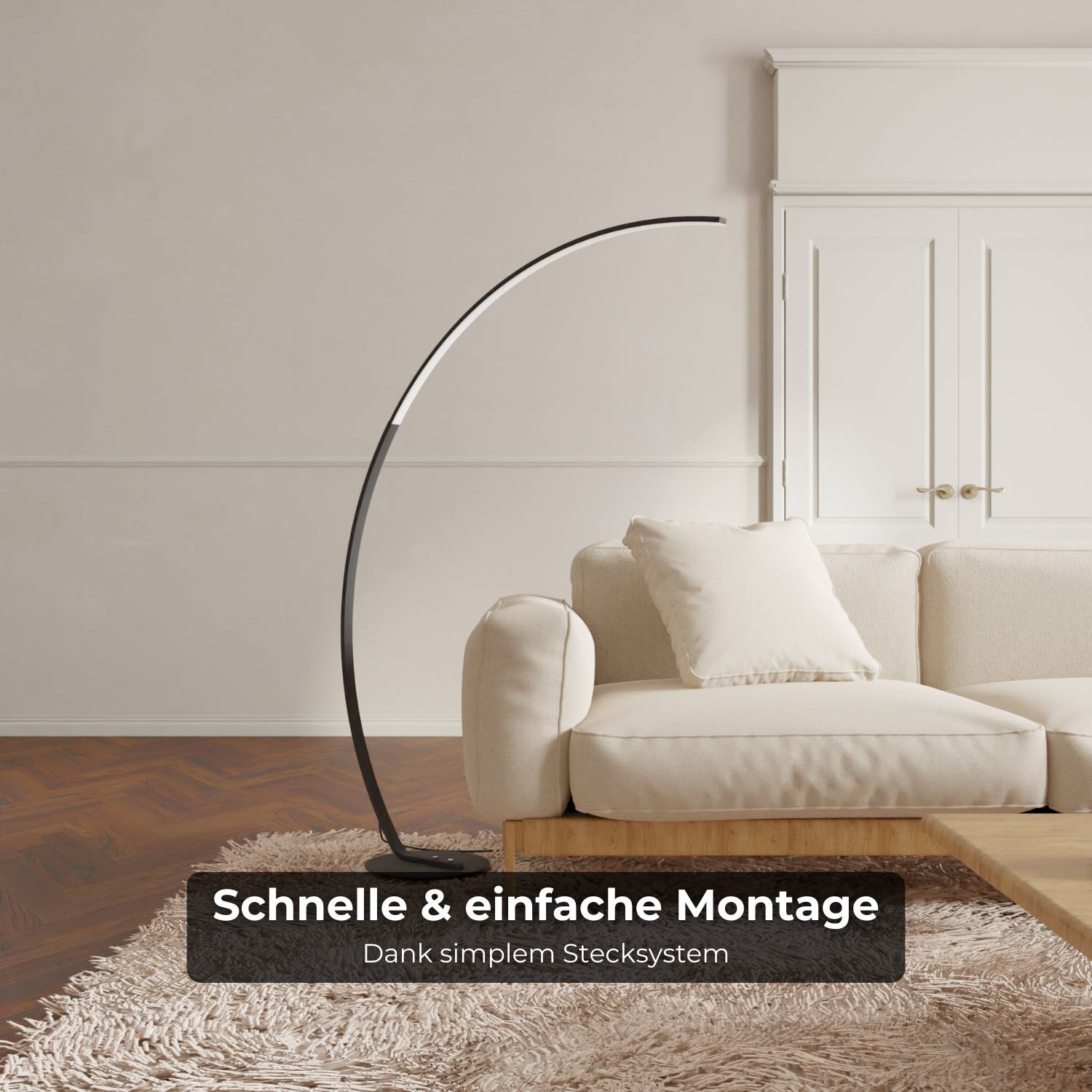 Mavea Arc Floor Lamp | Curved Body, Minimalist Design