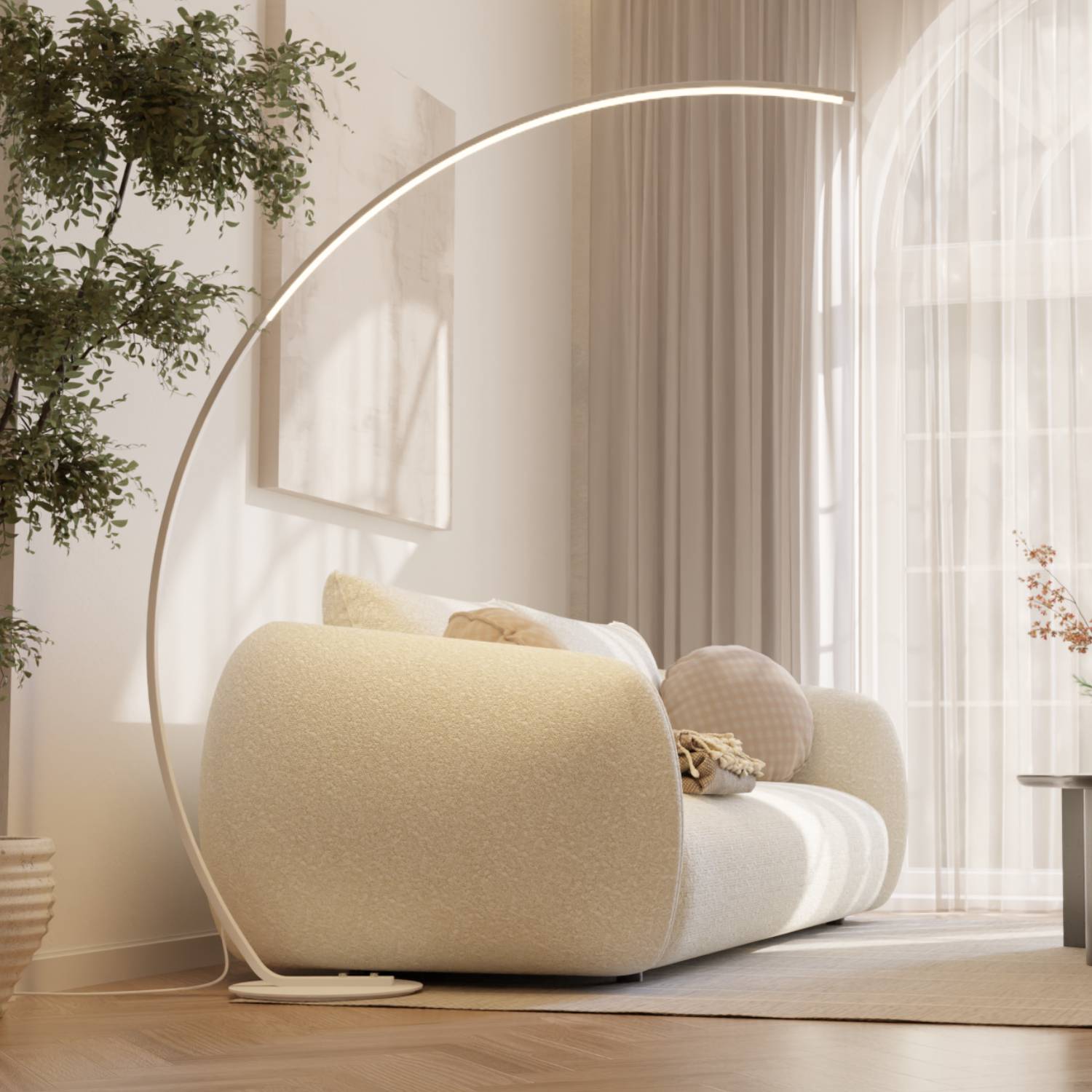 Mavea Arc Floor Lamp | Curved Body, Minimalist Design