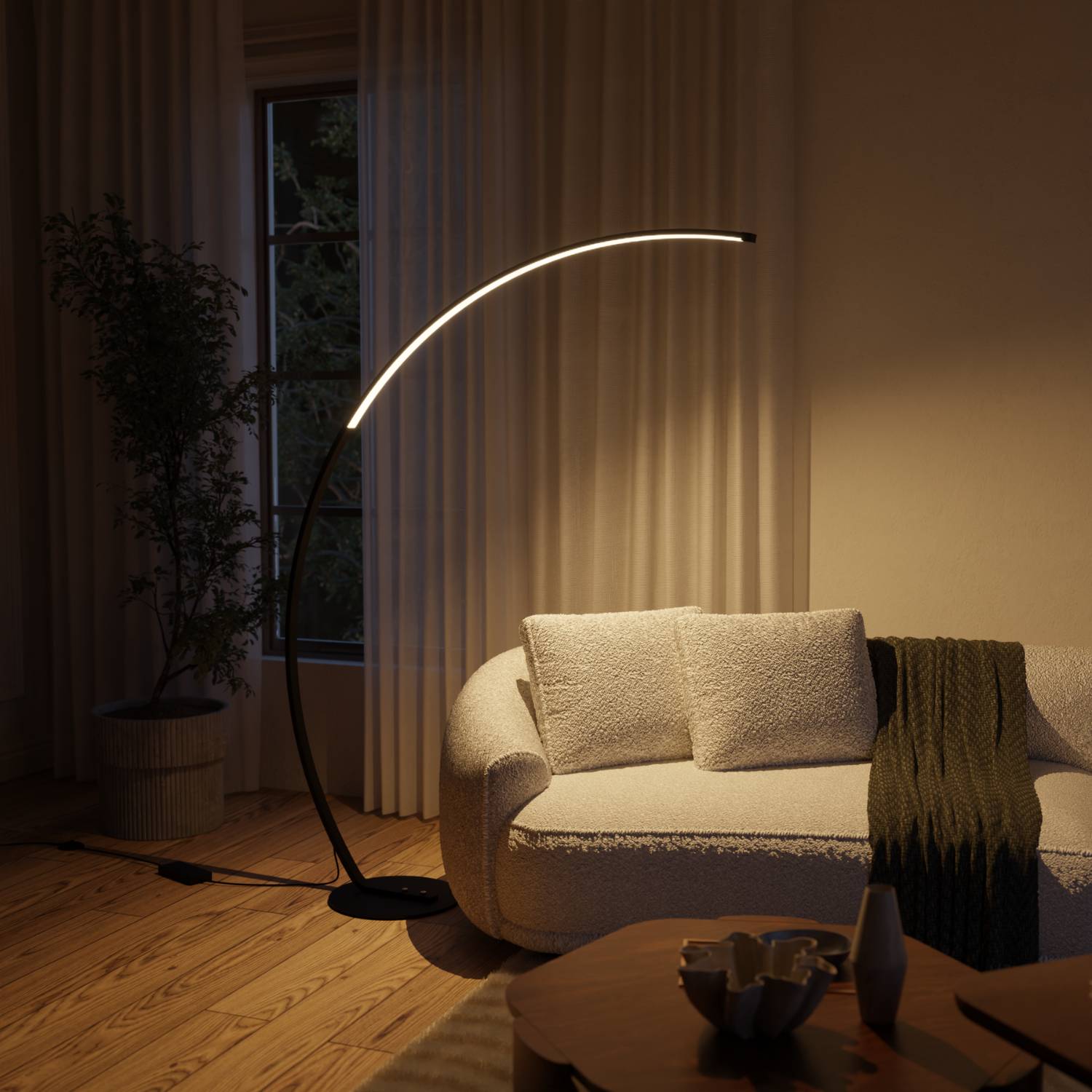 Mavea Arc Floor Lamp | Curved Body, Minimalist Design