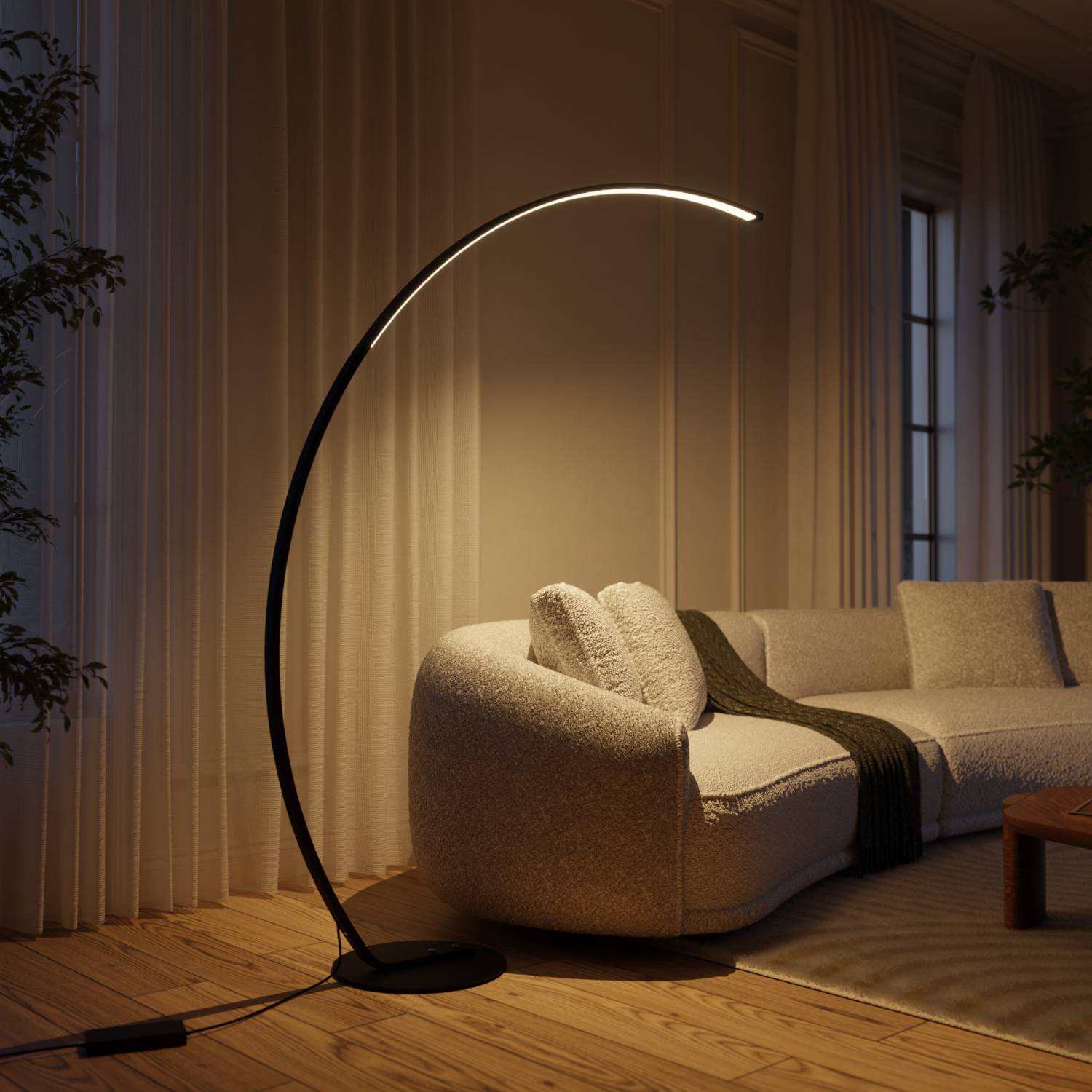 Mavea Arc Floor Lamp | Curved Body, Minimalist Design