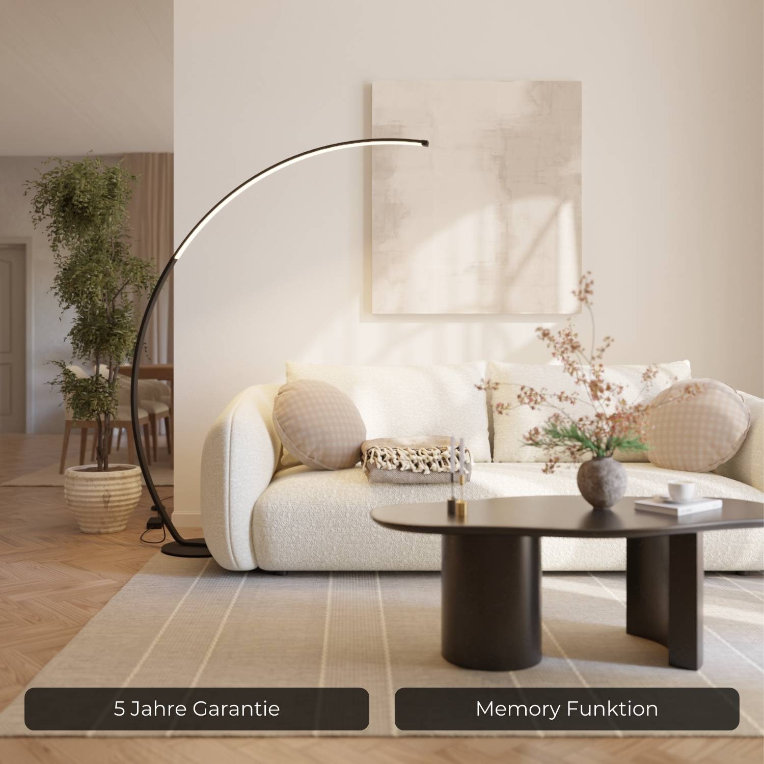 Mavea Arc Floor Lamp | Curved Body, Minimalist Design