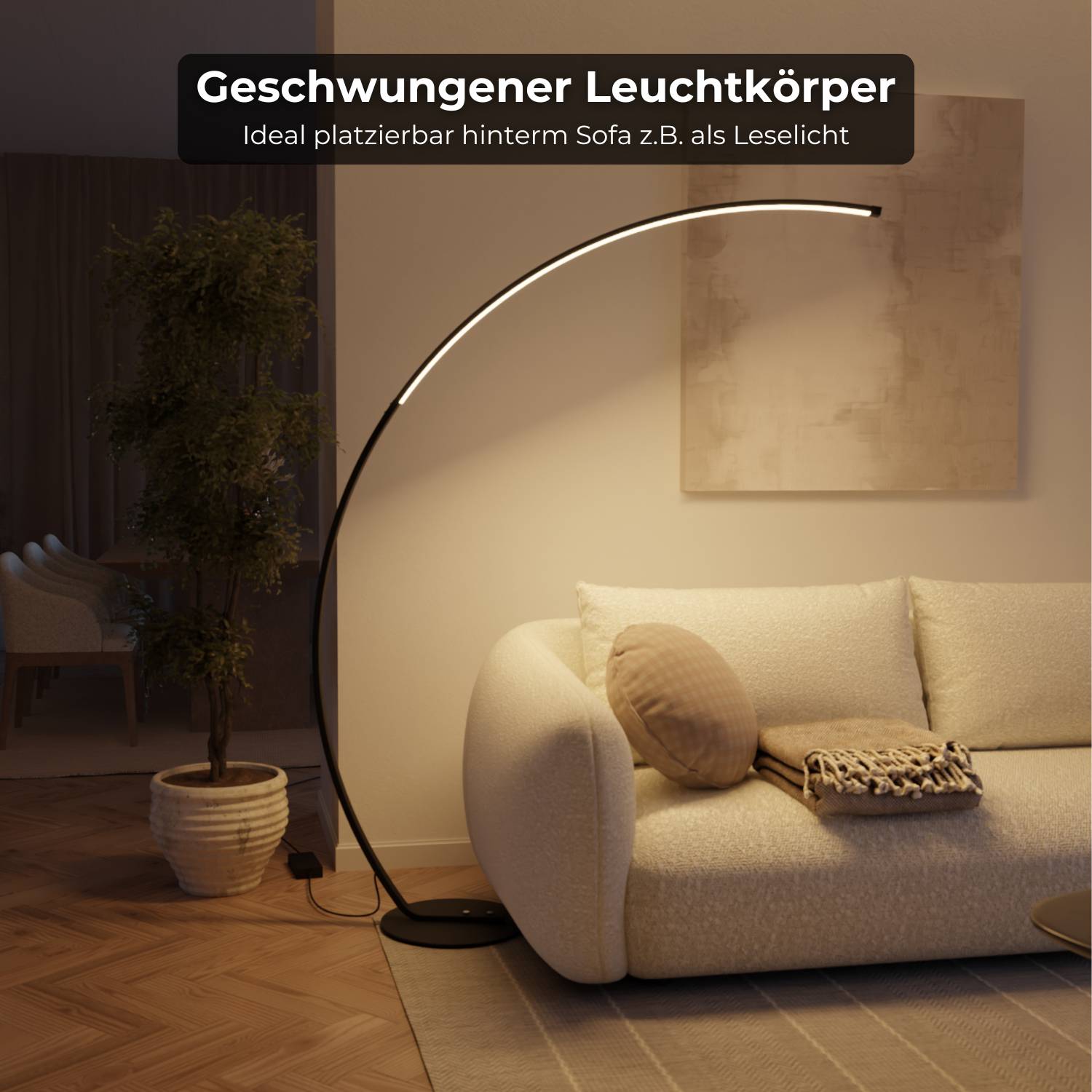 Mavea Arc Floor Lamp | Curved Body, Minimalist Design