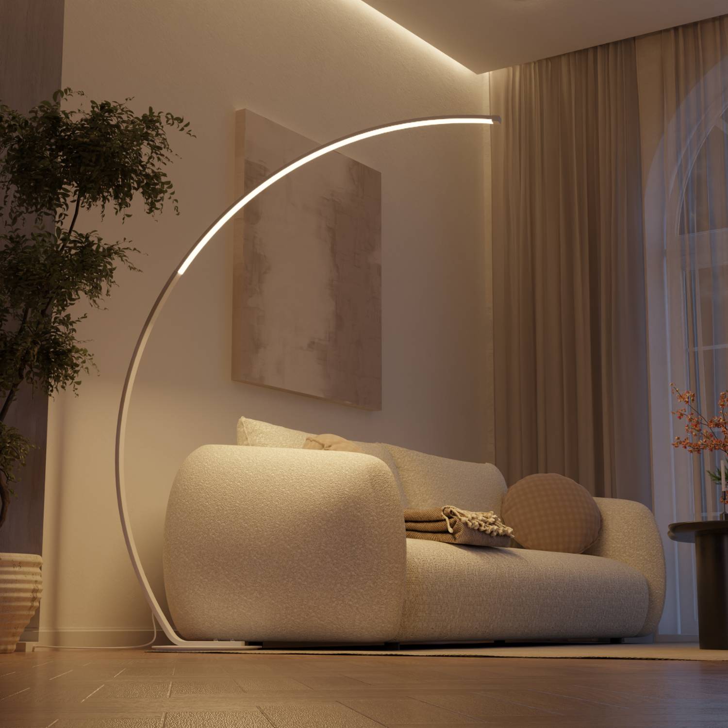 Mavea Arc Floor Lamp | Curved Body, Minimalist Design