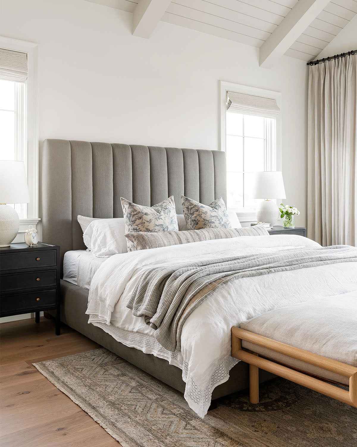 Bello Bed Tall Headboard  Fully Upholstered, Customizable Fabrics