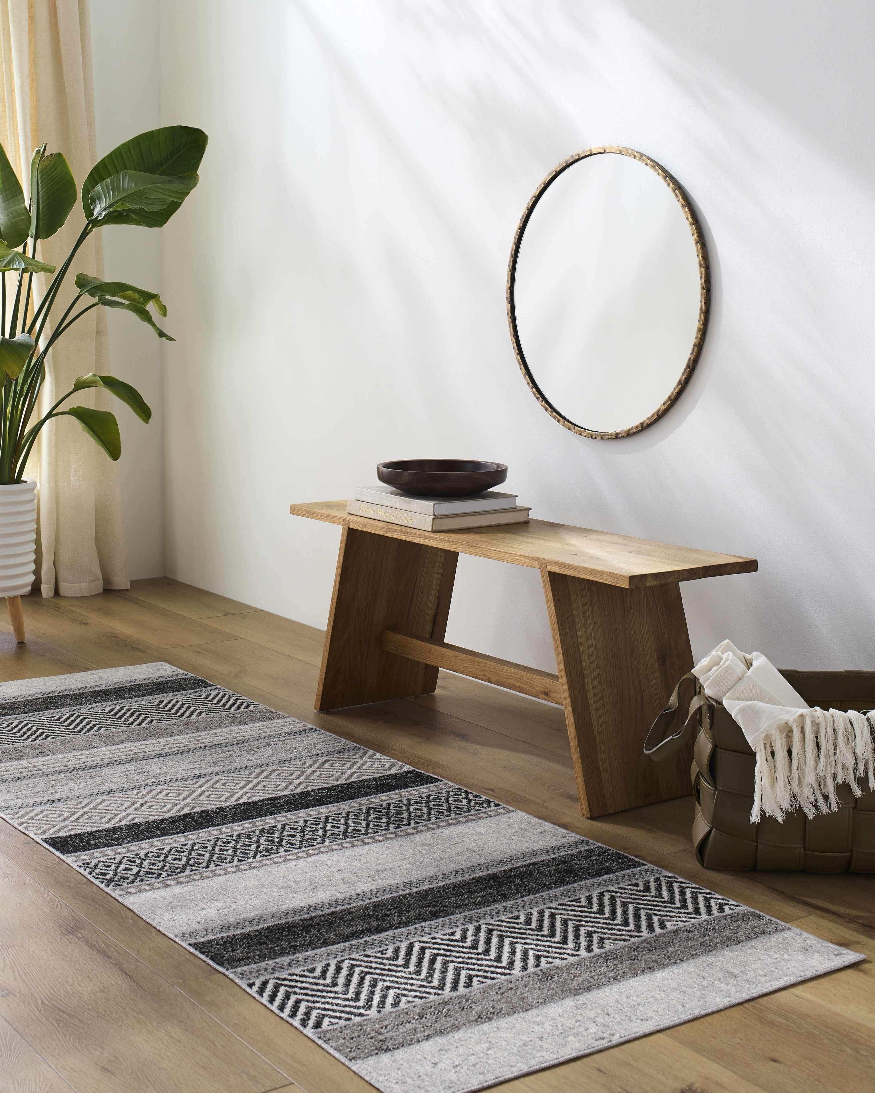 Milo Washable Area Rug  Geometric Design, Machine Woven, 100% Polyester