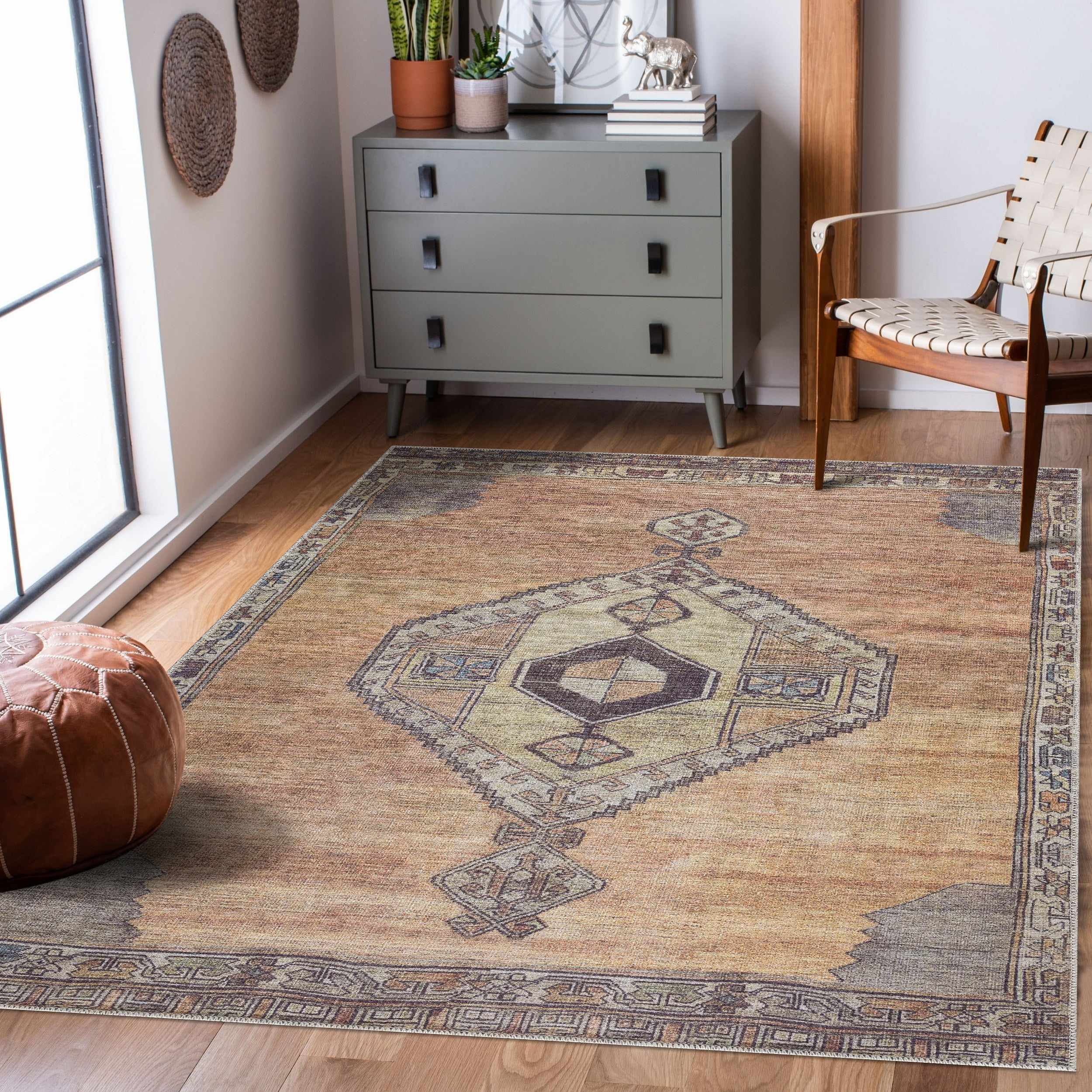 Mirella Area Rug  Machine Washable  Low Pile Chenille-Polyester