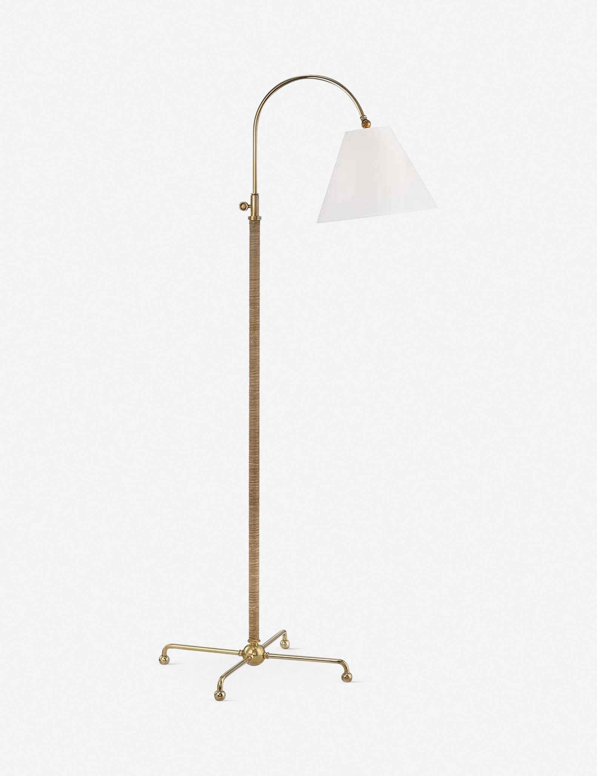Davis Floor Lamp | Rattan Wrapped Detail, Linen Shade