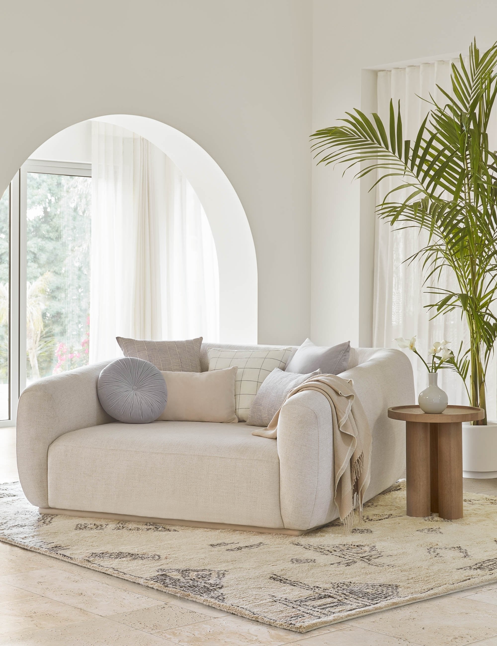 Mira Velvet Round Pillow | Pleated Texture, Soft Hues