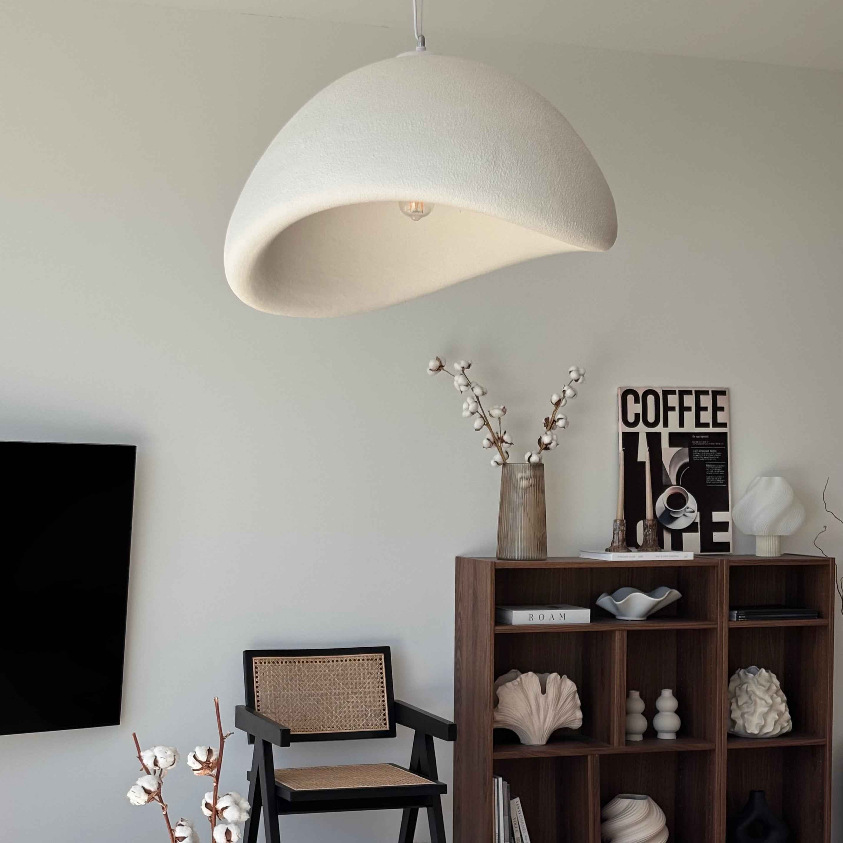 Bela Wave Ceiling Lamp | Japandi Design, Matte White Finish