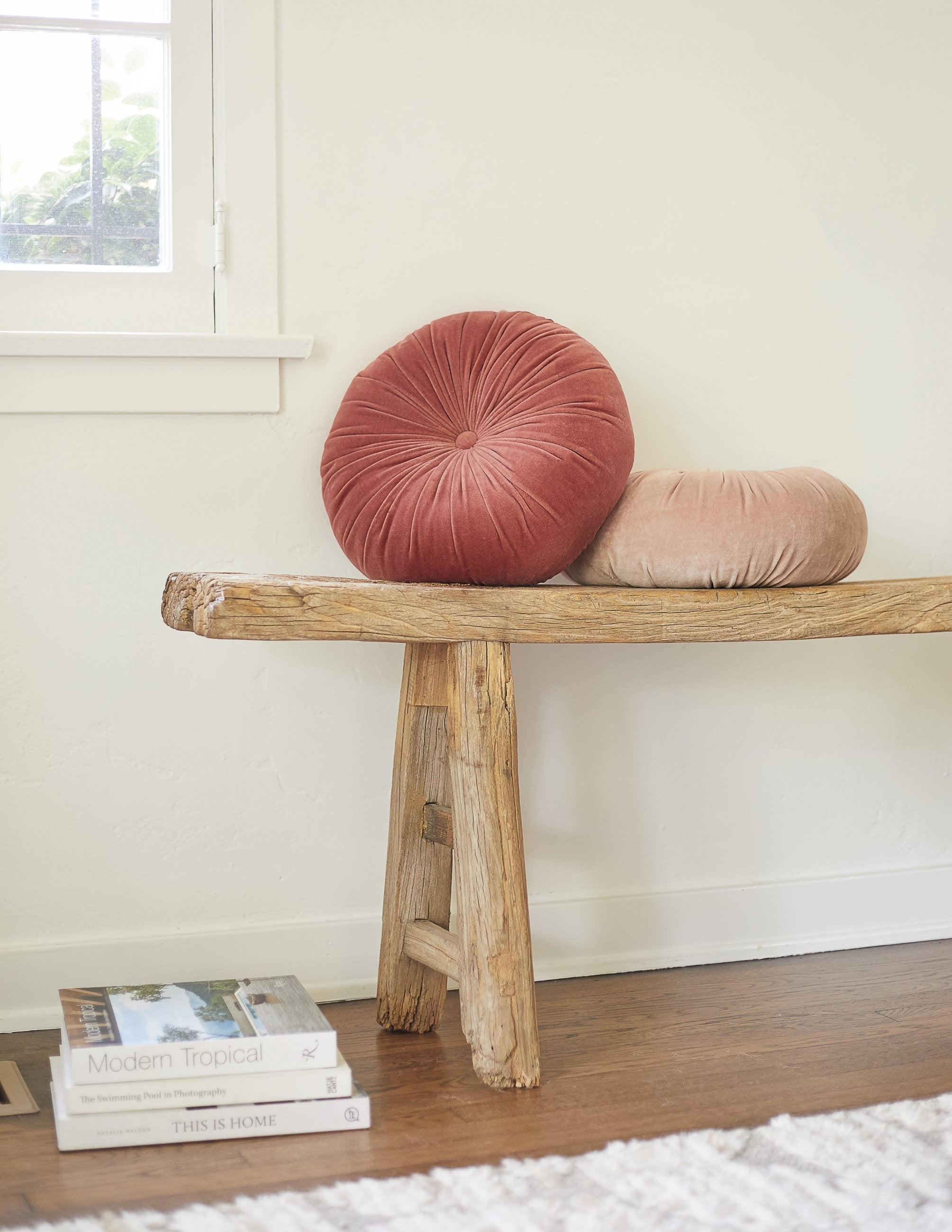 Mira Velvet Round Pillow | Pleated Texture, Soft Hues