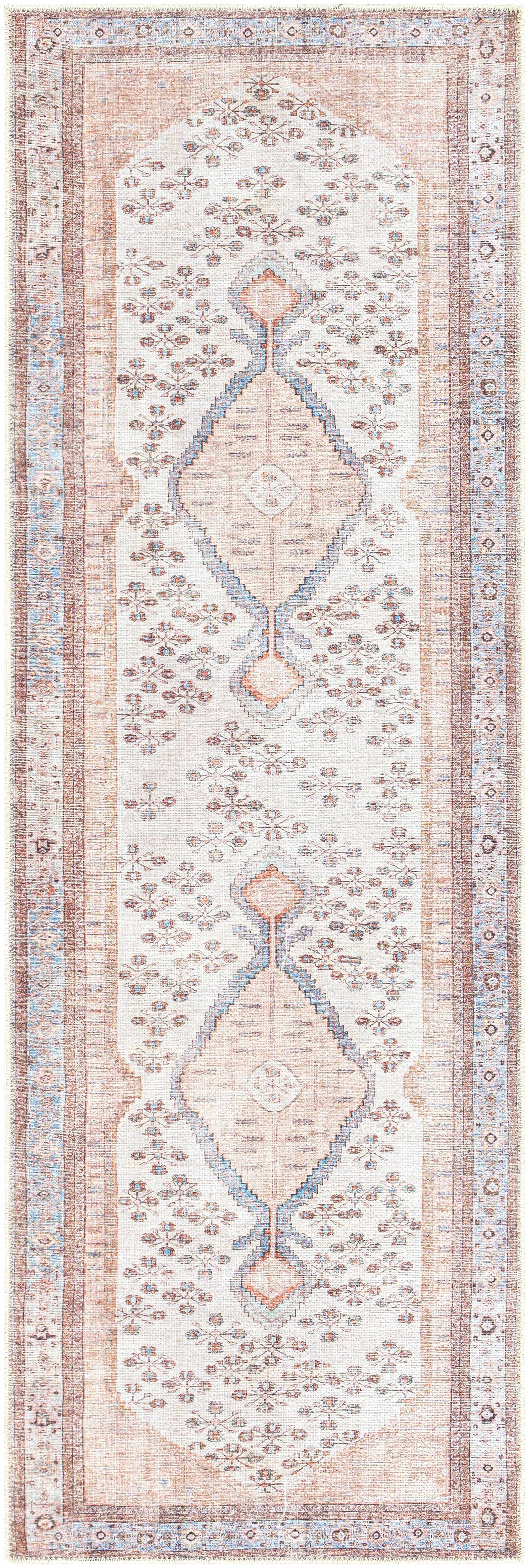 Mira Washable Area Rug  Machine Woven Chenille-Polyester, Aqua
