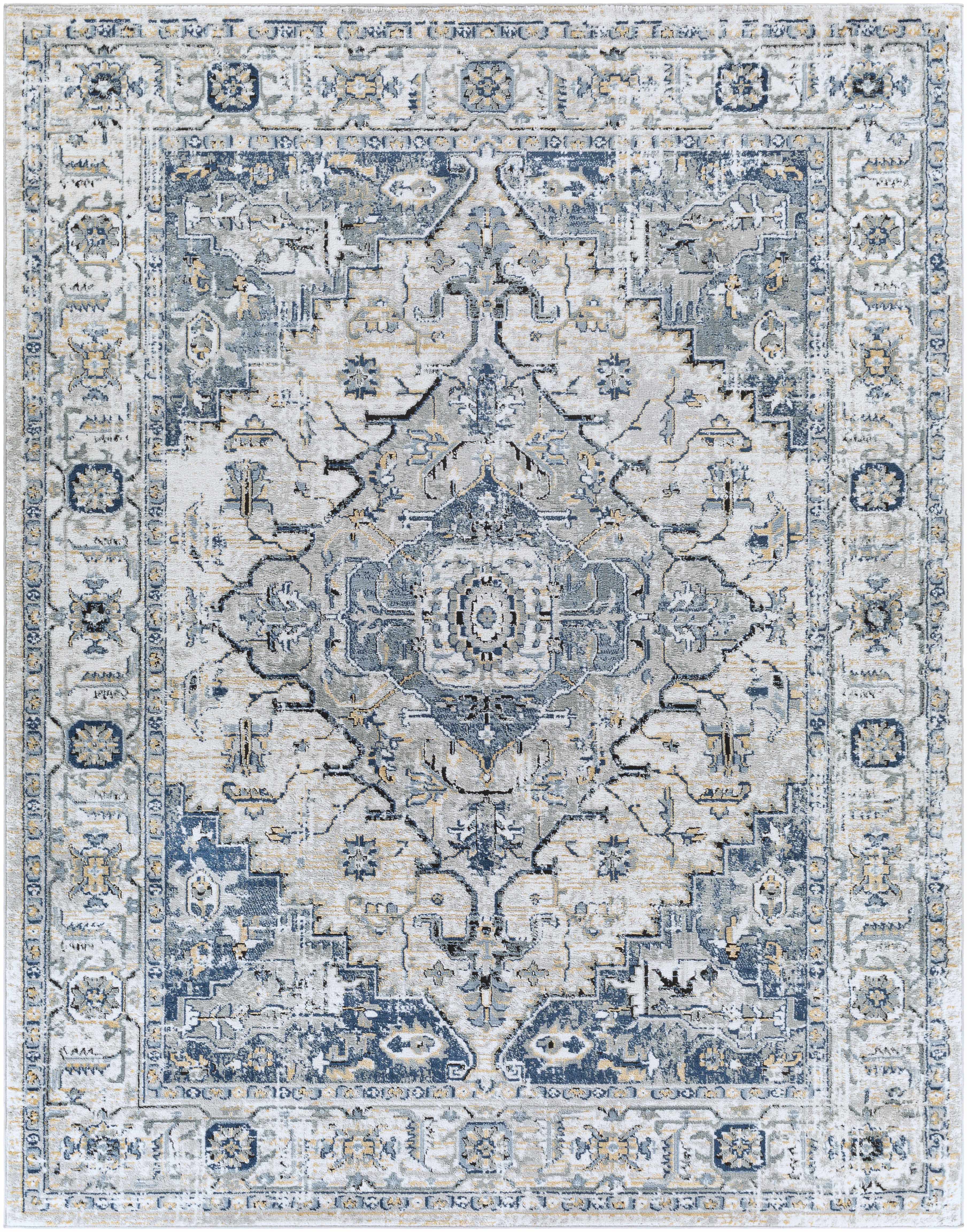 Mira Area Rug Machine Woven Light Gray, Traditional Style