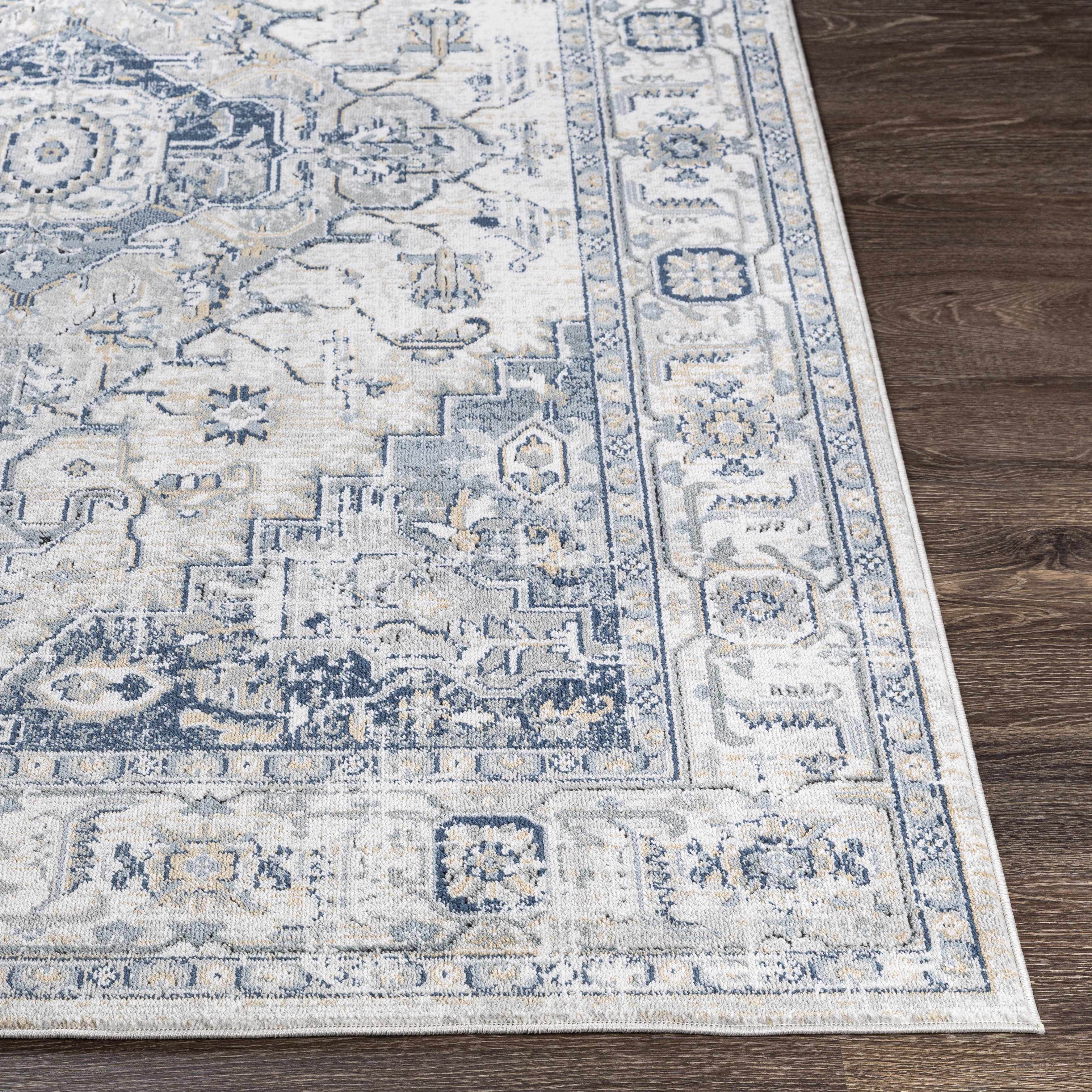 Mira Area Rug Machine Woven Light Gray, Traditional Style