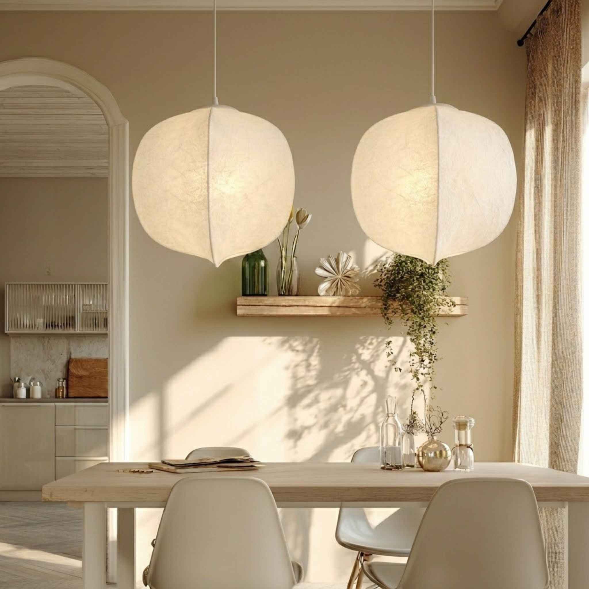Bello Capsule Ceiling Lamp | Organic White Cacoon Design