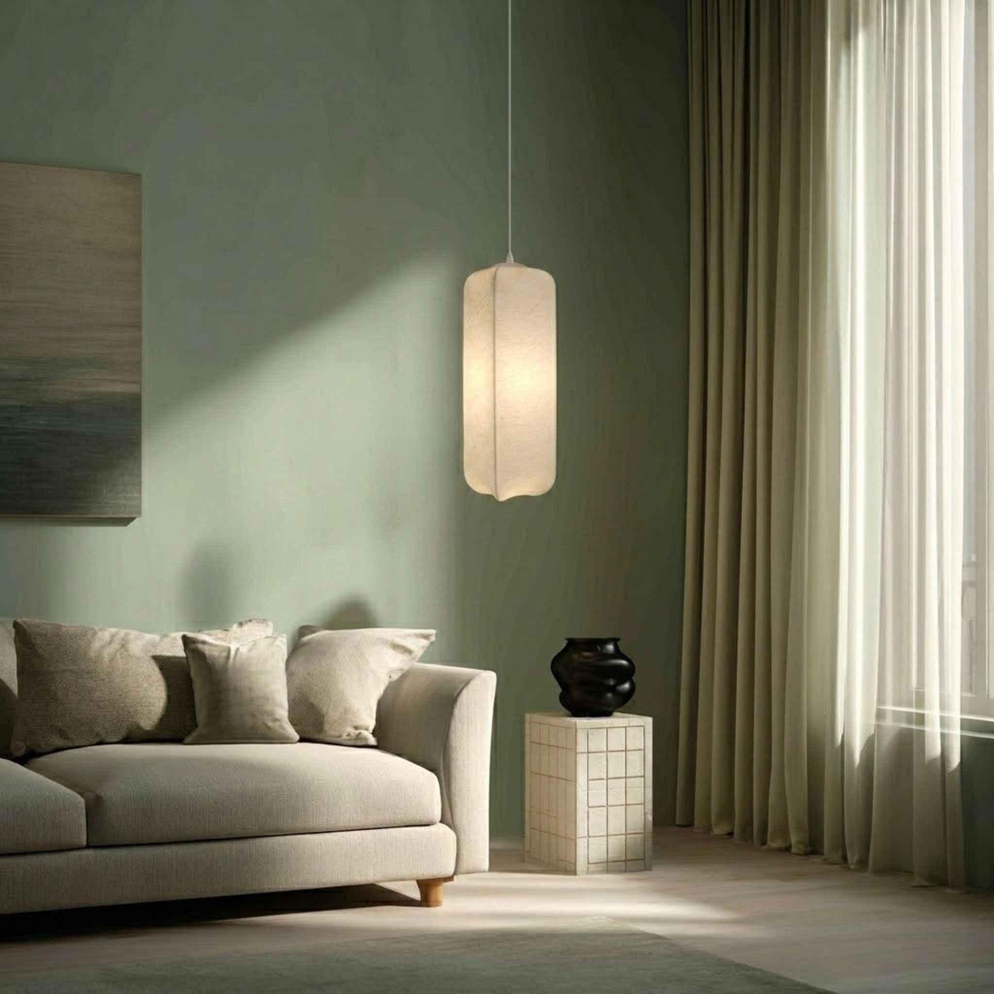 Bello Column Ceiling Lamp | Organic White Cacoon, Soft Illumination