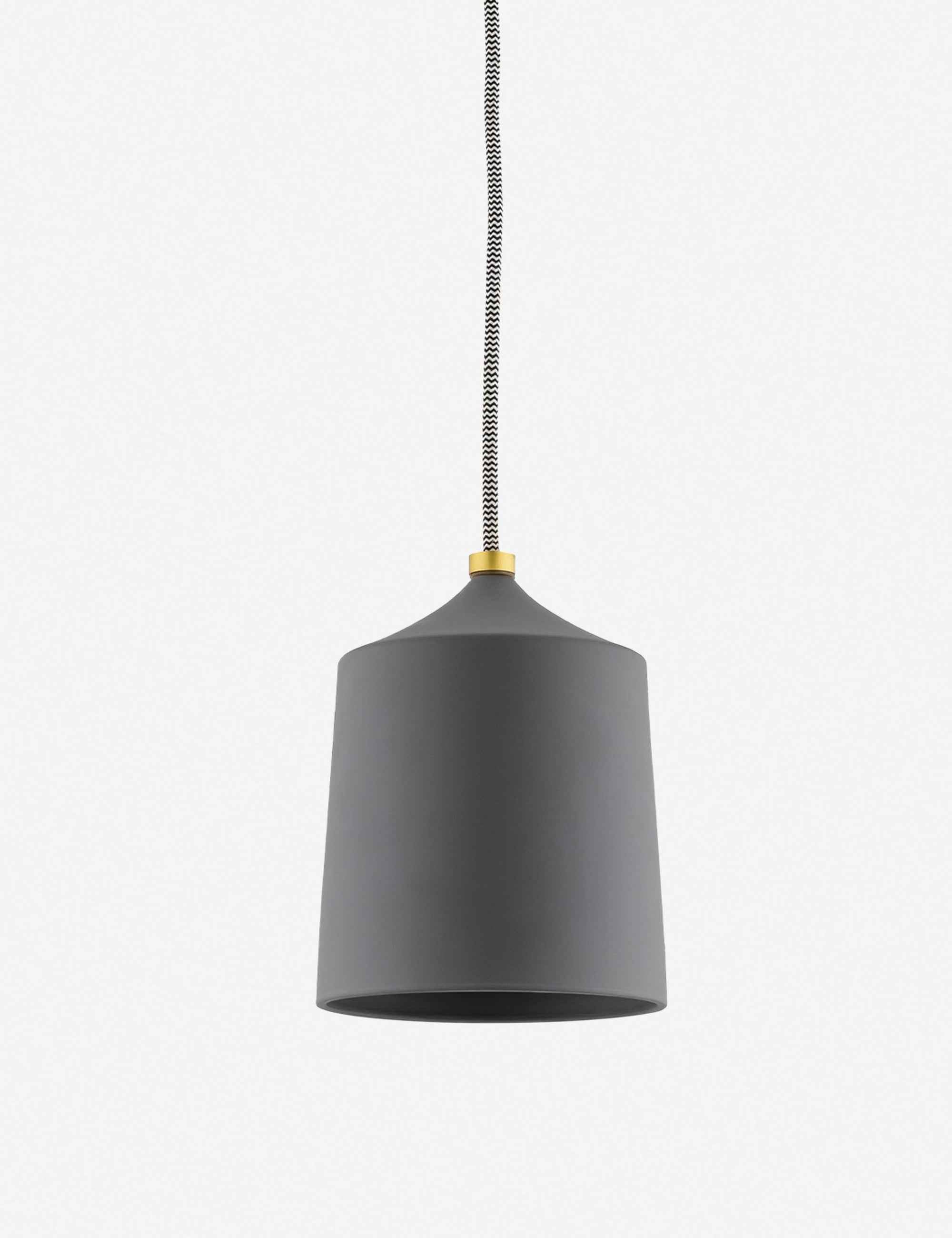 Nexa Pendant Light | Matte Black Ceramic Shade, Antiqued Brass Hardware